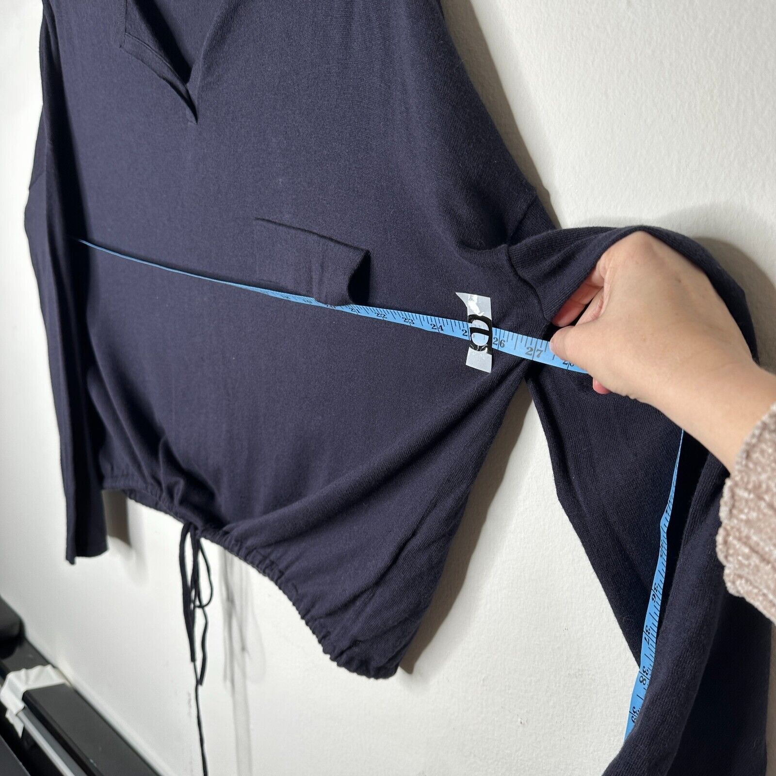 French Connection French Connection Drawstring Silk Blend VNeck Navy Sweater L Size L / US 10 / IT 46 - 10 Thumbnail