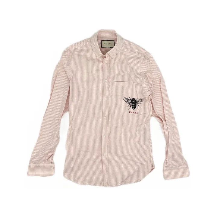 Gucci Gucci Striped Embroidered Logo Long Sleeve Shirt Size US M / EU 48-50 / 2 - 1 Thumbnail
