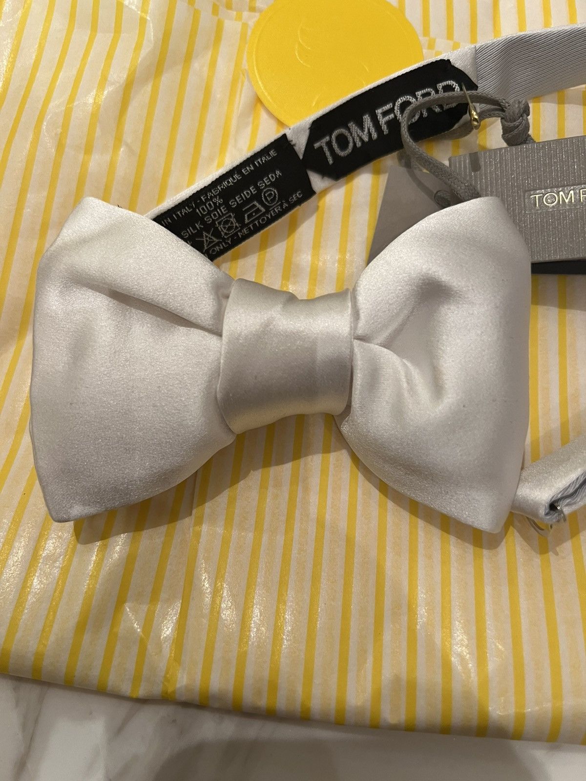 Tom Ford TOM FORD satin-finish silk bow tie white Size ONE SIZE - 5 Thumbnail