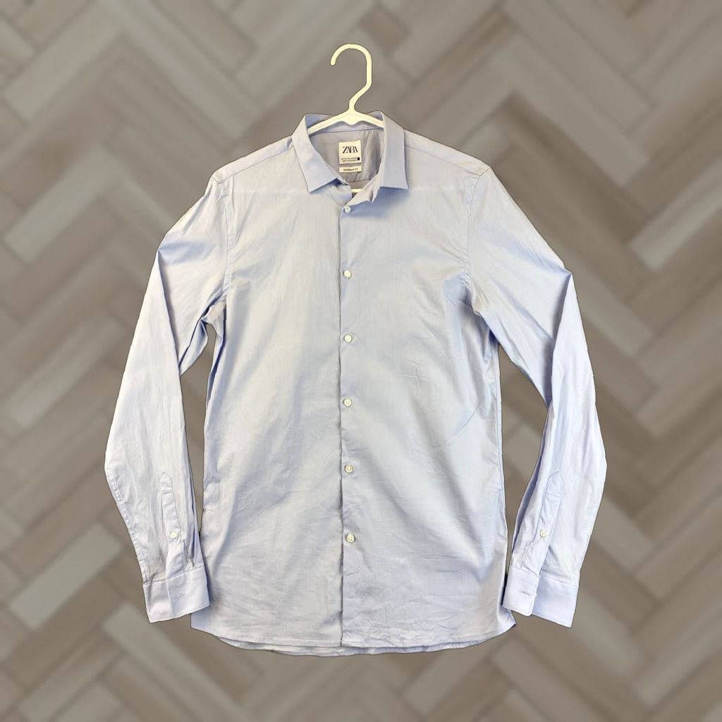 Zara Zara Man Slim Fit Long Sleeve Button-Up Shirt Men's Medium Blue Casual Cotton Size US M / EU 48-50 / 2 - 1 Thumbnail