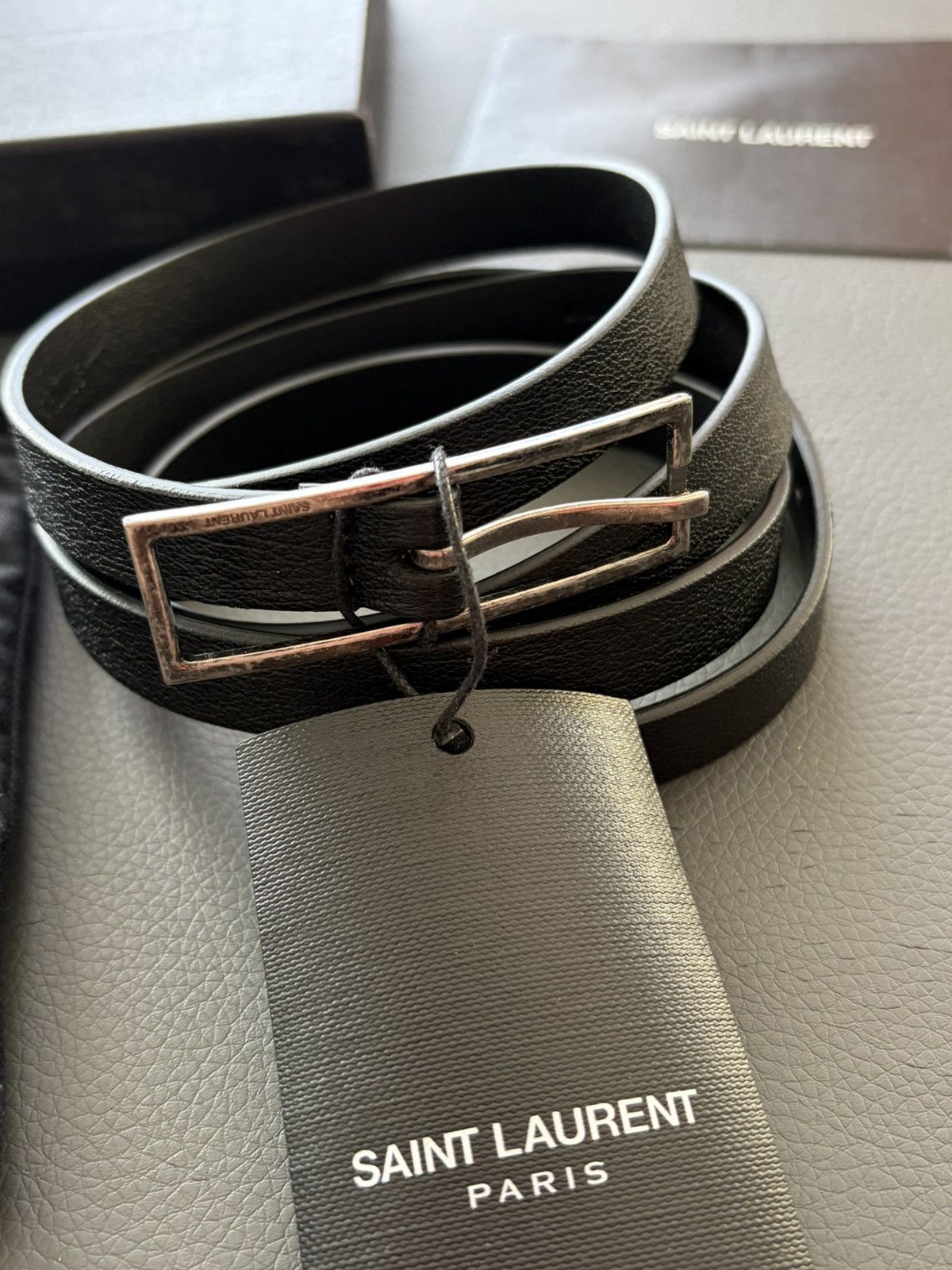 Saint Laurent Paris Saint Laurent Super Skinny Leather Vintage Belt Brand New Size 36 - 2 Thumbnail