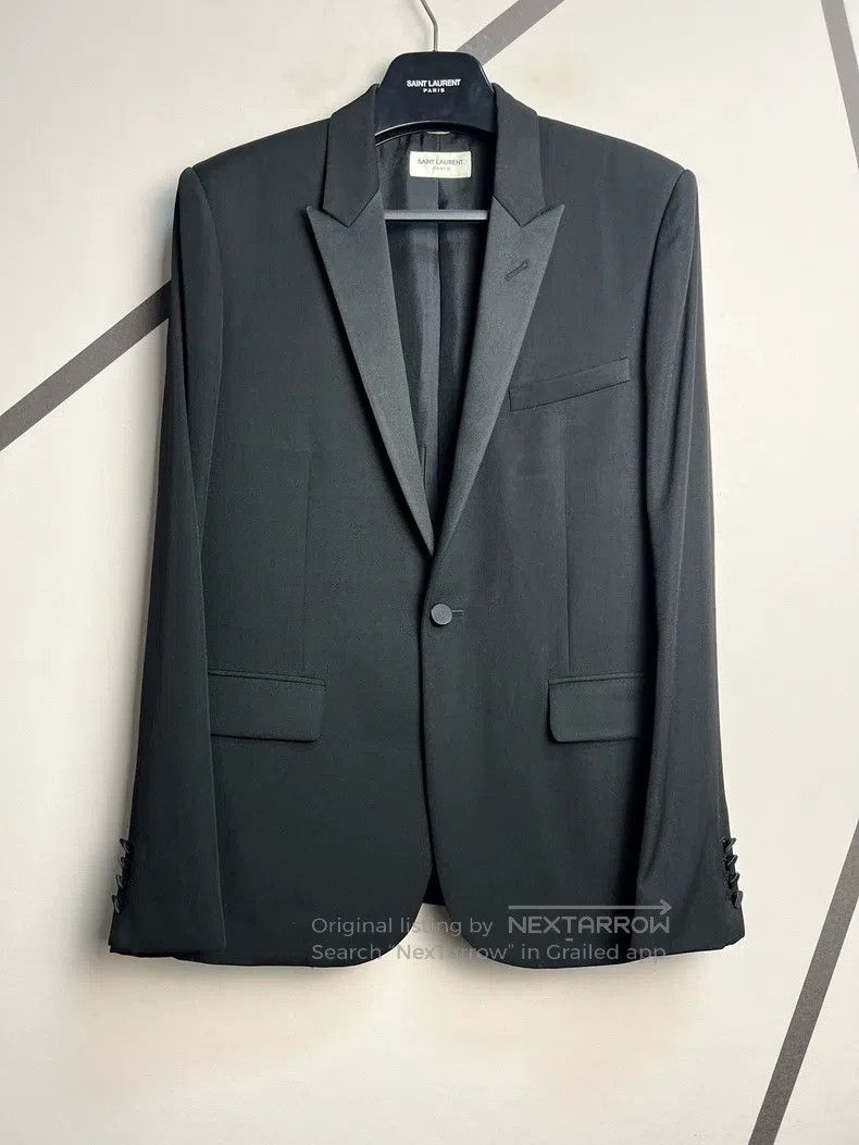 Saint Laurent Paris Saint Laurent Paris Satin Shawl Collar Wool Smoking Jacket Size US M / EU 48-50 / 2 - 1 Thumbnail