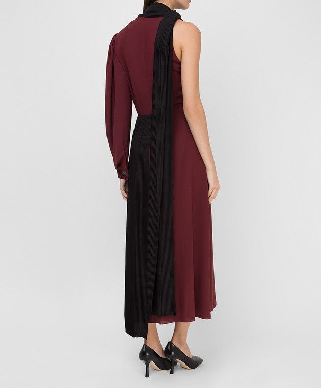 Givenchy o1y0925 Midi Dress in Burgundy/Black Size S / US 4 / IT 40 - 4 Thumbnail