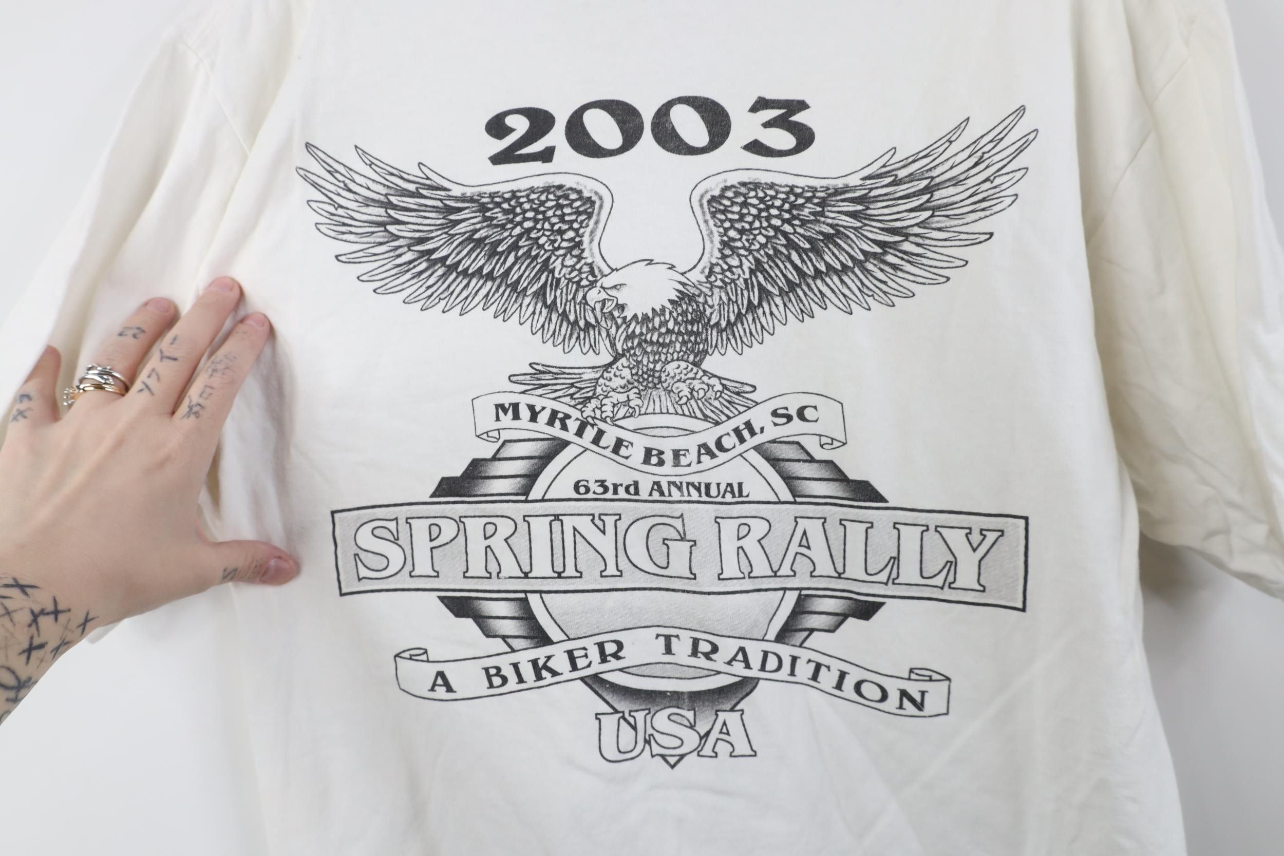 Vintage Vintage Y2K 2003 Eagle Motorcycle Spring Carolina T-Shirt Size US M / EU 48-50 / 2 - 11 Thumbnail