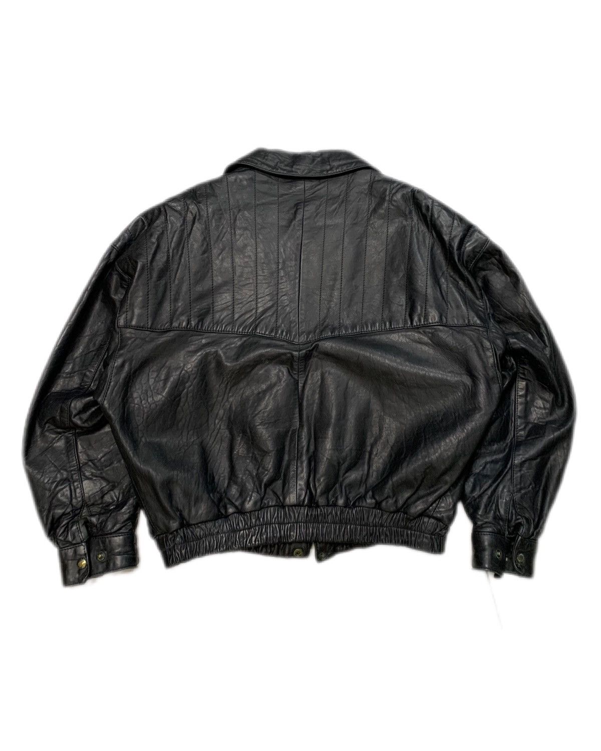 Vintage 90s Vintage Black Distressed faded Leather Bomber jacket Size US L / EU 52-54 / 3 - 2 Thumbnail