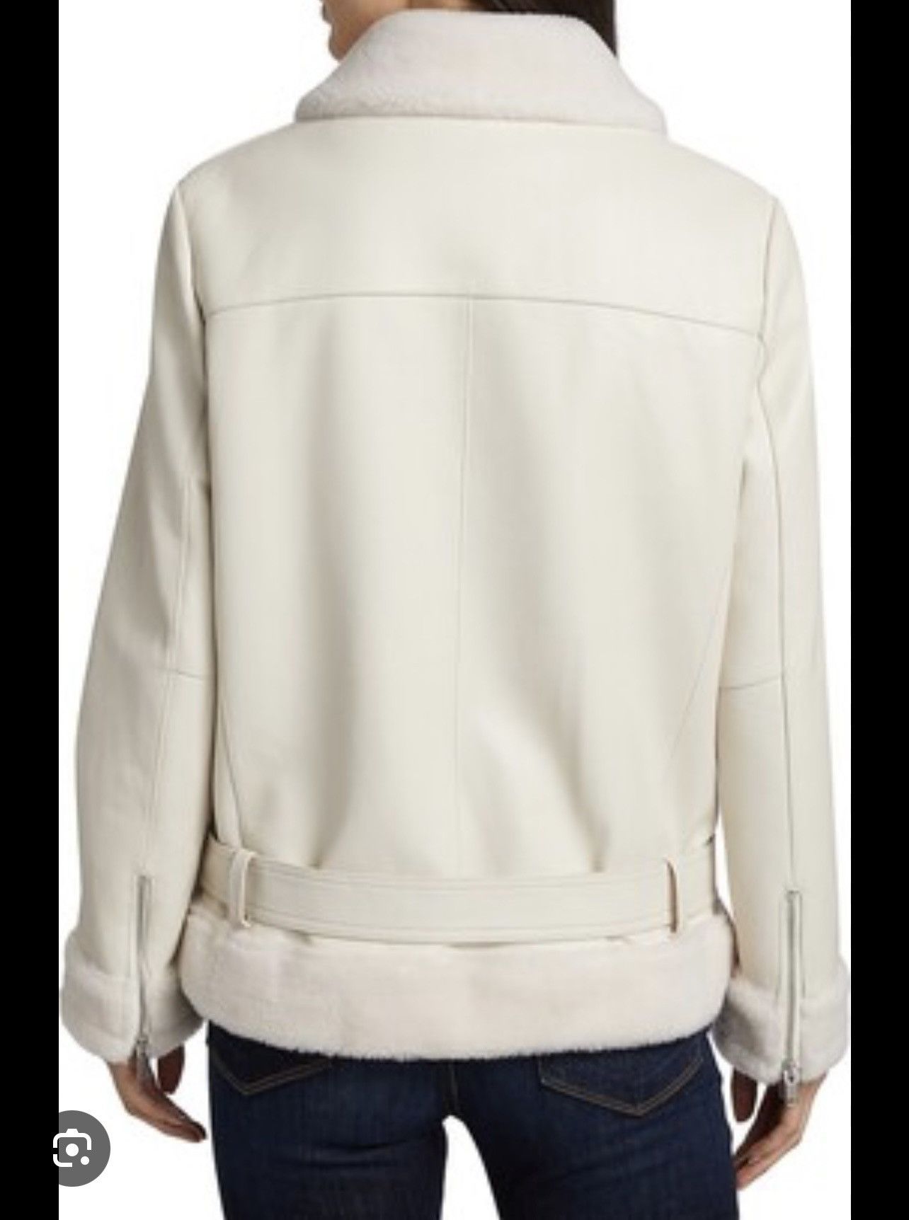 Other Leather Shearling Aviator Bomber Jacket in White/Ivory US 6 Size M / US 6-8 / IT 42-44 - 4 Thumbnail