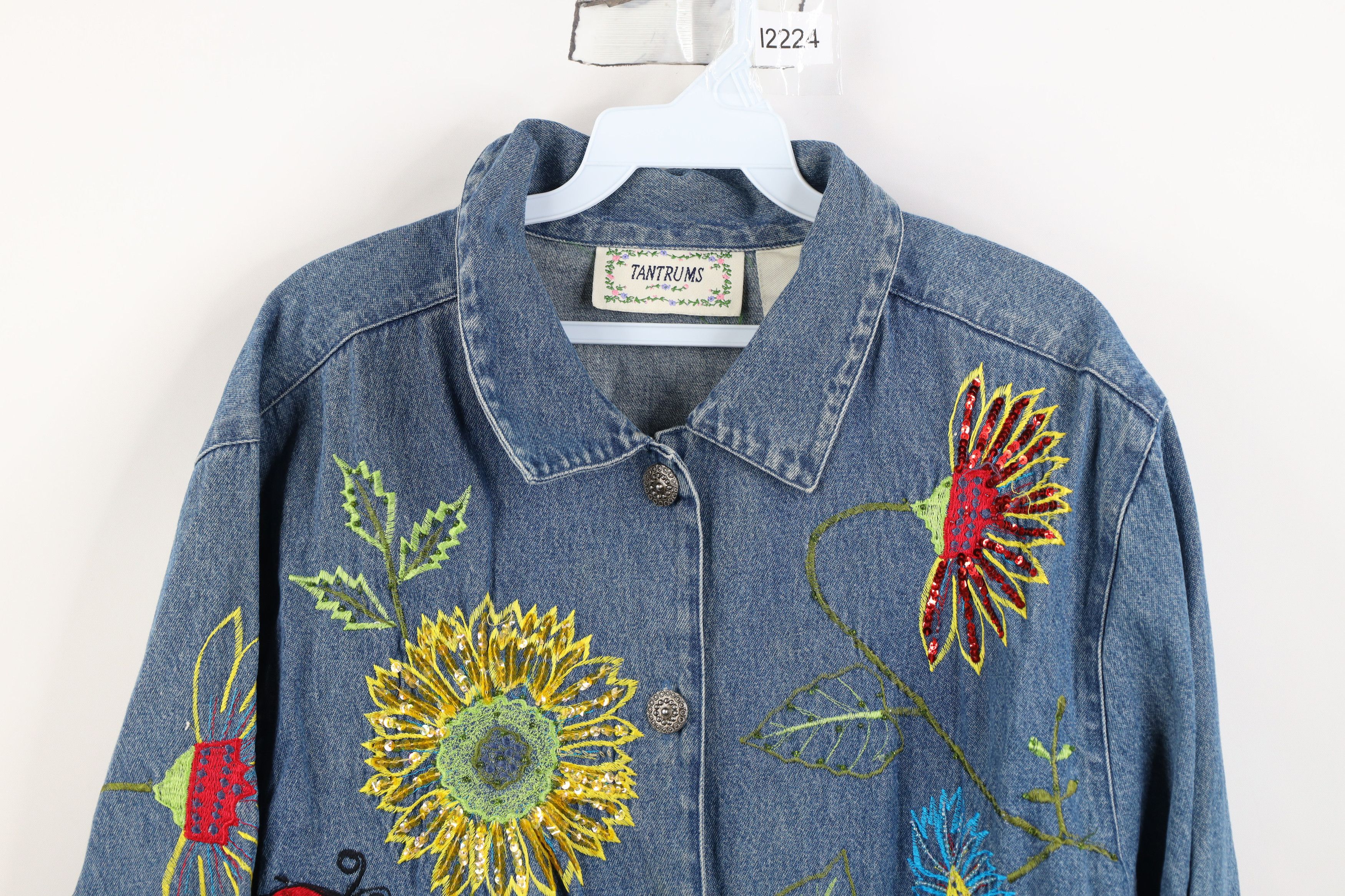 Vintage Vintage 90s Y2K Streetwear Nature Sun Flower Denim Jacket Size M / US 6-8 / IT 42-44 - 2 Thumbnail