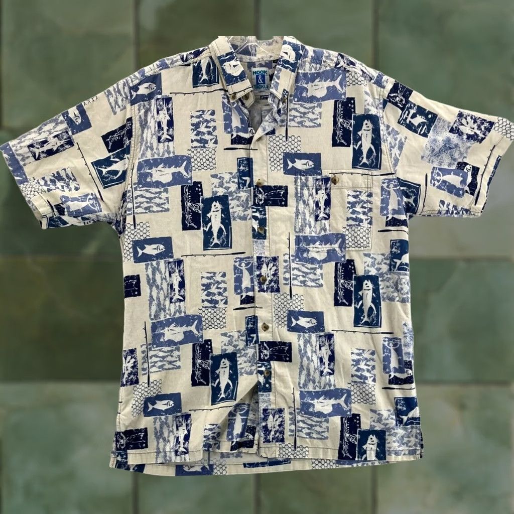 Vintage Hook and Tackle Shirt Mens Large Short Sleeve Button Up Check Pattern Size US L / EU 52-54 / 3 - 1 Thumbnail