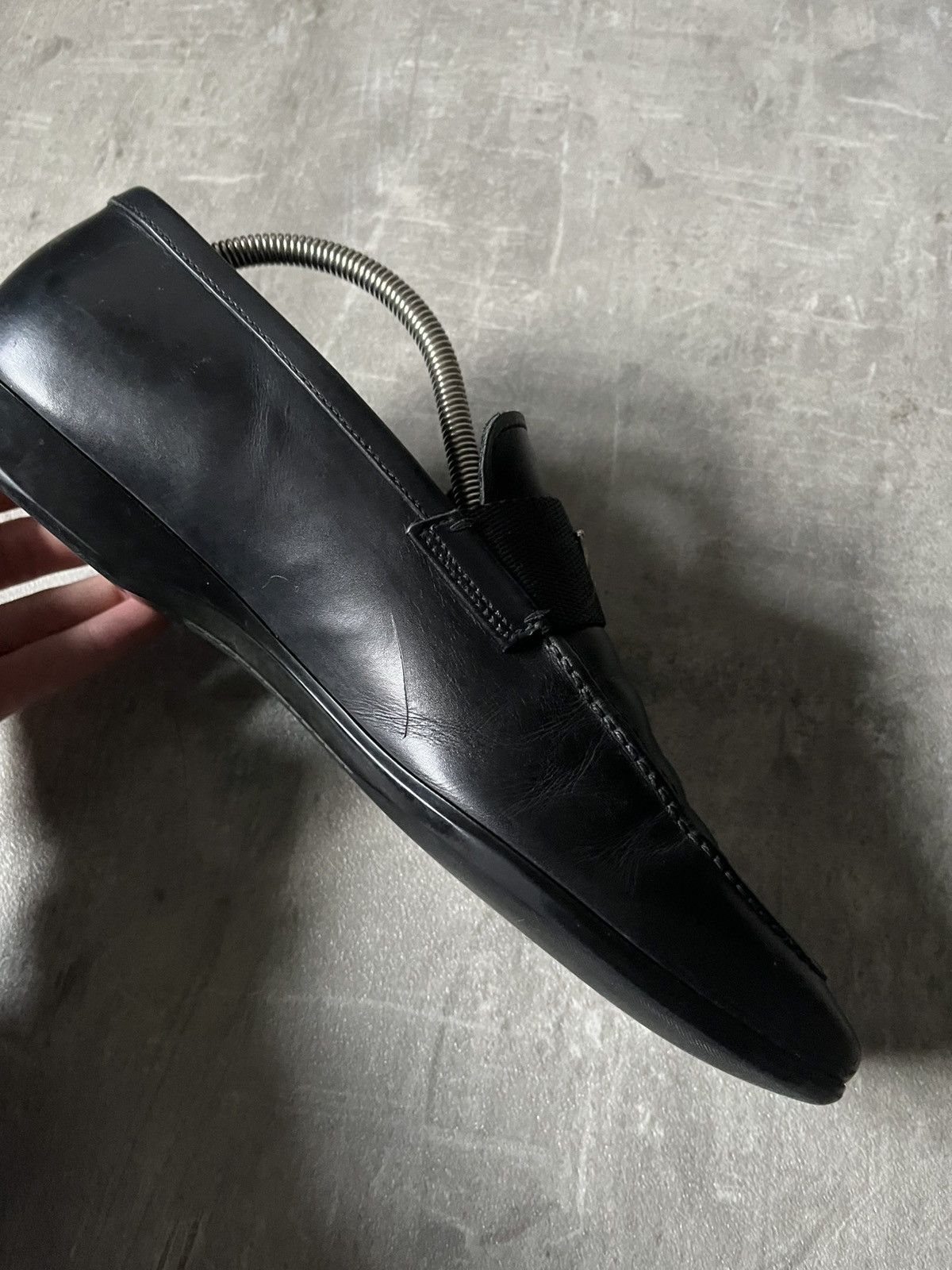 Prada Prada black logo leather loafers rare Size US 10.5 / EU 43-44 - 14 Thumbnail