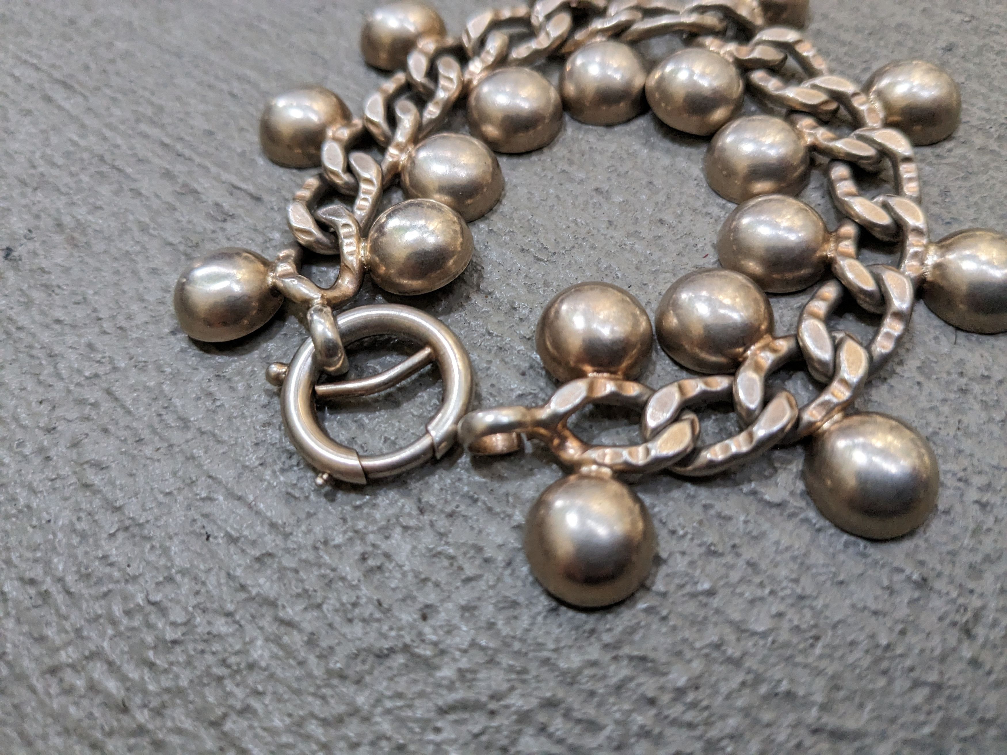 Jewelry Vintage Sterling Silver Bracelet Cuban Chain Charm Link Size ONE SIZE - 2 Thumbnail