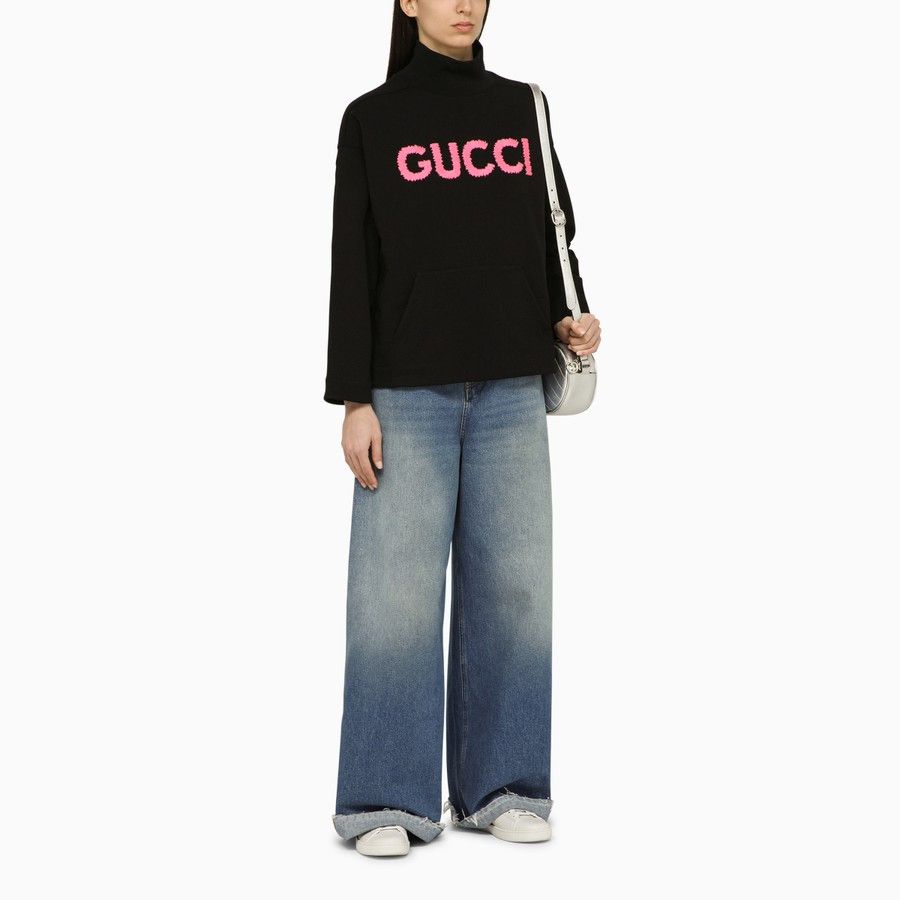 Gucci o1d2blof0824 Cotton Logo Turtleneck Sweater in Black Size XS / US 0-2 / IT 36-38 - 2 Thumbnail