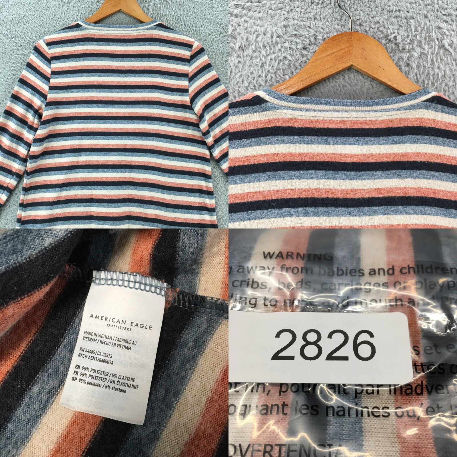 American Eagle Outfitters American Eagle Shirt Womens M Multicolor Striped Plush Pullover Sweatshirt Size M / US 6-8 / IT 42-44 - 8 Thumbnail
