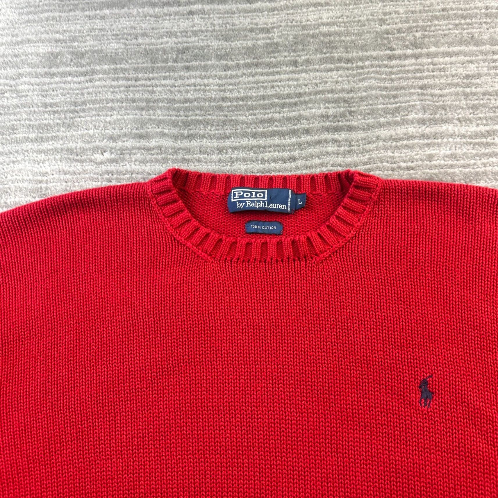 Polo Ralph Lauren Polo Ralph Lauren Sweater Mens Large Red Knit Crewneck Heavy Cotton Pony Size US L / EU 52-54 / 3 - 3 Thumbnail