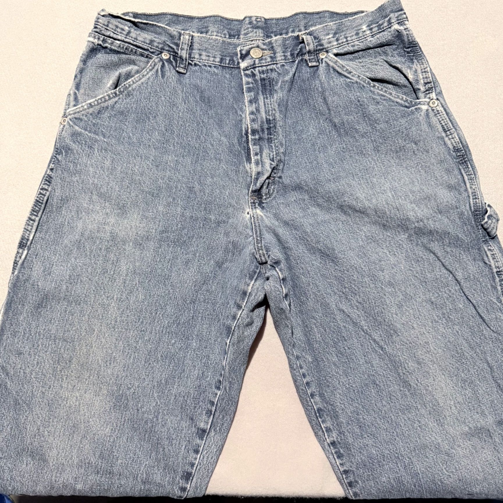 Wrangler Wrangler Jeans Men 32x32 Denim Medium Wash Carpenter Zip Fly Straight Size US 32 / EU 48 - 2 Thumbnail