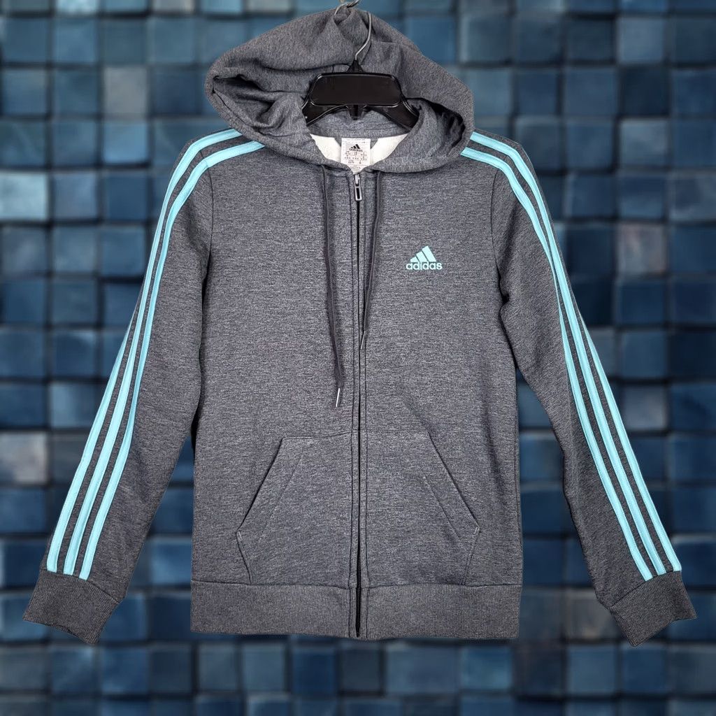 Adidas ADIDAS Women's Full zip Gray Green strips sweatshirt hoodie XS NEW Size XS / US 0-2 / IT 36-38 - 1 Thumbnail