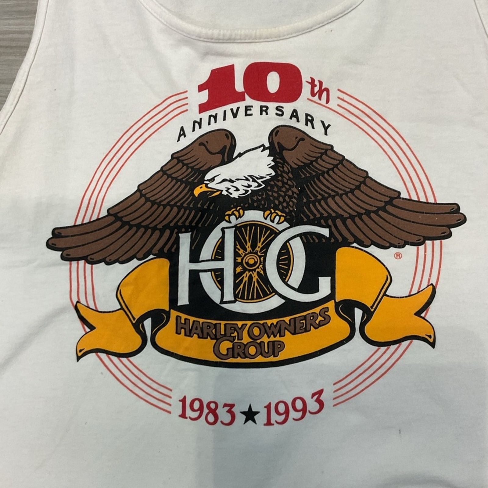 Vintage Harley 1993 10th Anniversary White Tank Top Size US XXL / EU 58 / 5 - 5 Thumbnail