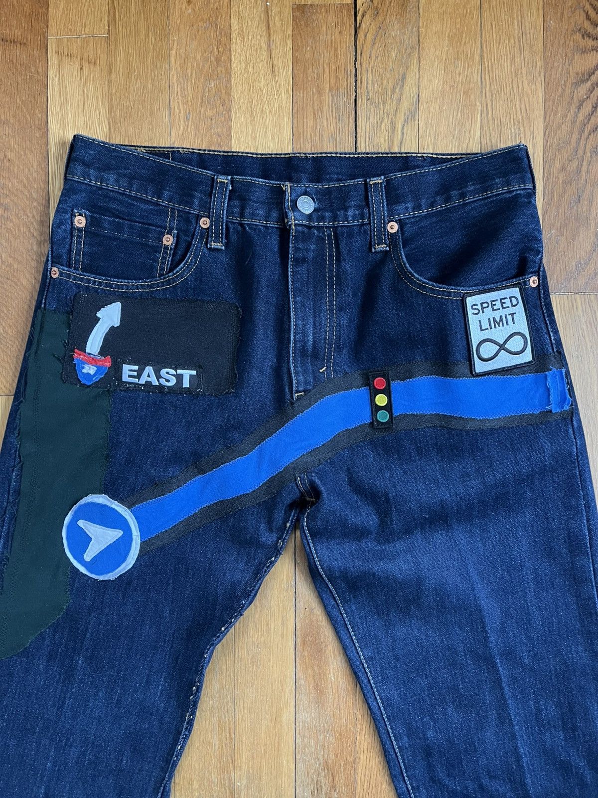 Levi's Custom "GPS" Denim Jeans 1 Of 1 - Men's Size 32x34 Size US 32 / EU 48 - 4 Thumbnail