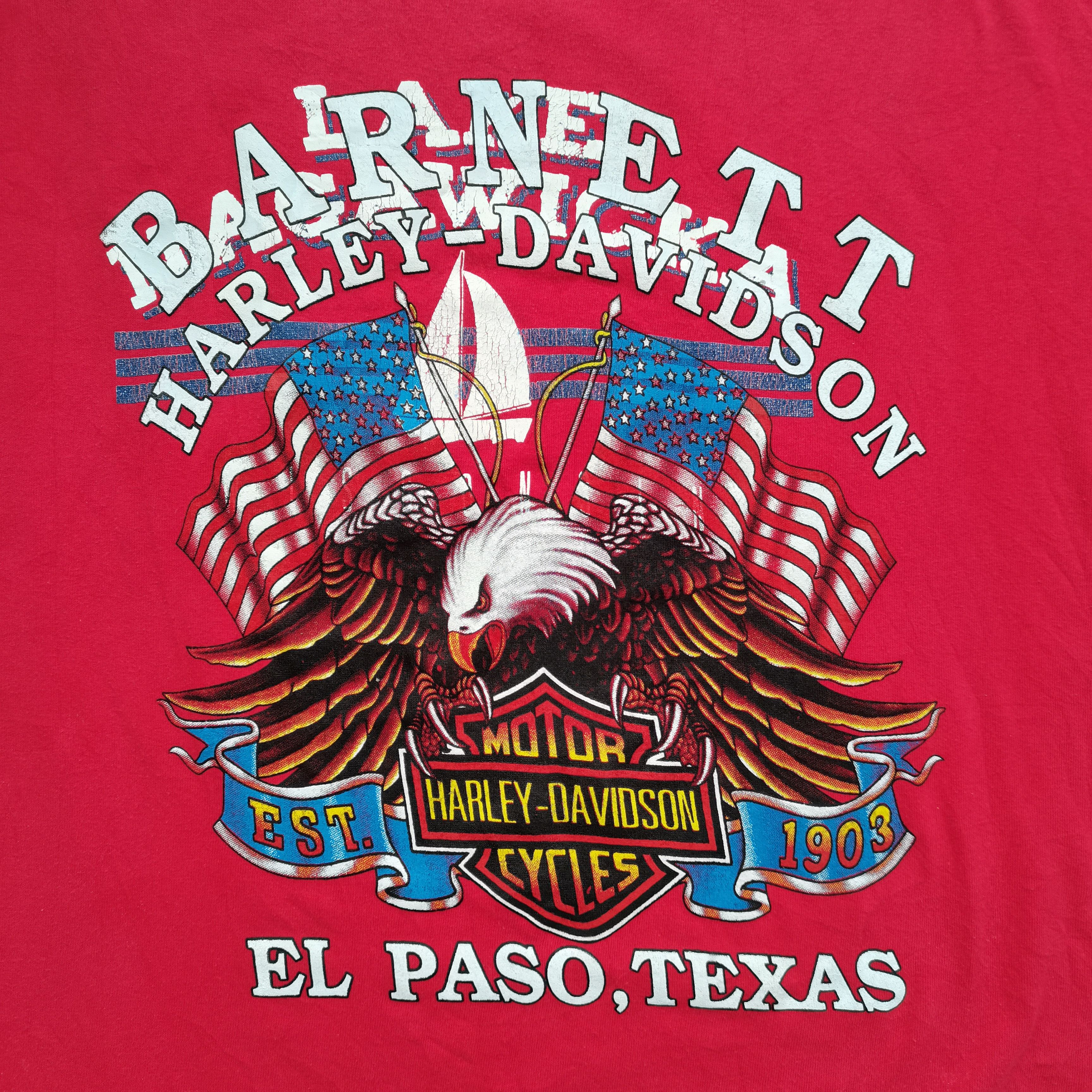 Anvil × Harley Davidson × Vintage Vintage 90s HARLEY DAVIDSON Red Tee Size XL Size US XL / EU 56 / 4 - 2 Thumbnail