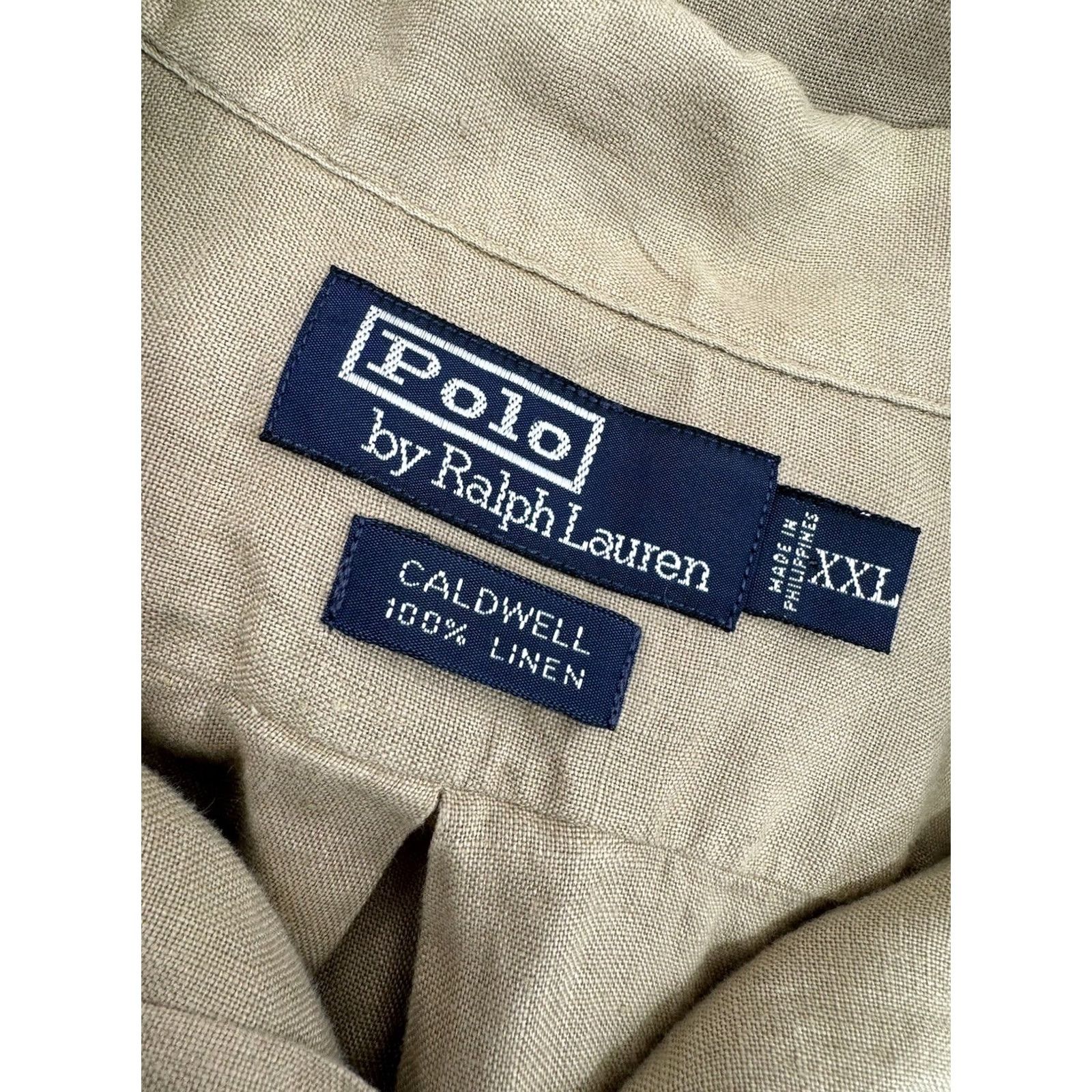 Polo Ralph Lauren POLO RALPH LAUREN Mens XXL Shirt Linen Button-Up Tan Short Sleeve Size US XXL / EU 58 / 5 - 4 Thumbnail