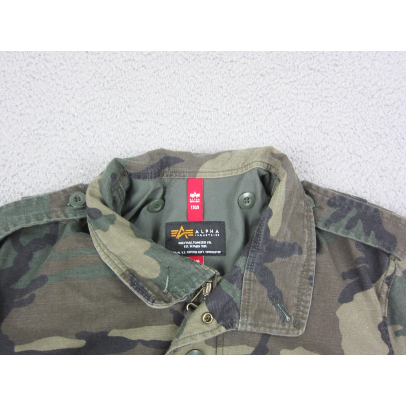 Alpha Industries Alpha Industries Jacket Mens M-65 Green Camouflage Military Field Utility Cotton Canvas Zip Mid-Length Size US M / EU 48-50 / 2 - 4 Thumbnail