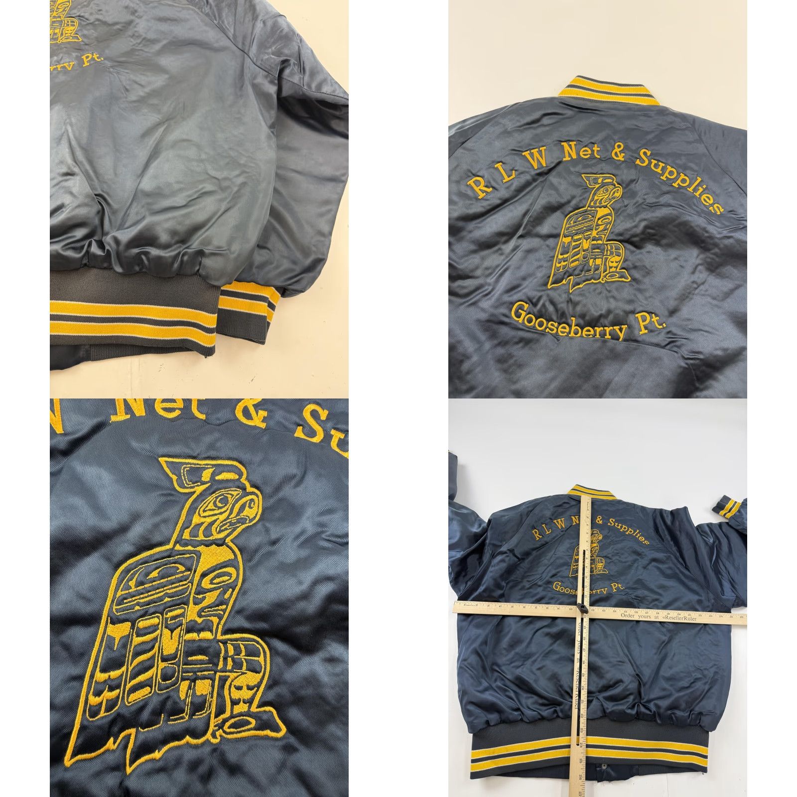 Dunbrooke VINTAGE Dunbrooke Pla-Jac Jacket Mens Large Blue Satin Varsity RLW Net Supplies Size US L / EU 52-54 / 3 - 9 Thumbnail