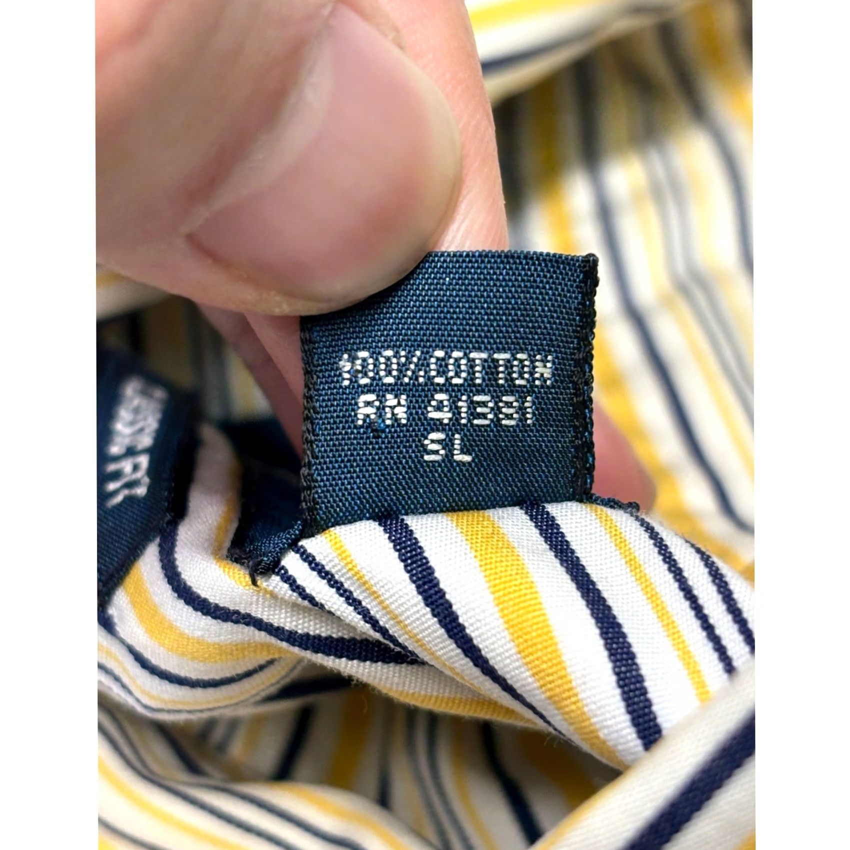 Ralph Lauren Ralph Lauren Classic Fit Mens XL Button-Up Shirt Yellow Navy Blue Striped Cotton Shirt Size US XL / EU 56 / 4 - 5 Thumbnail