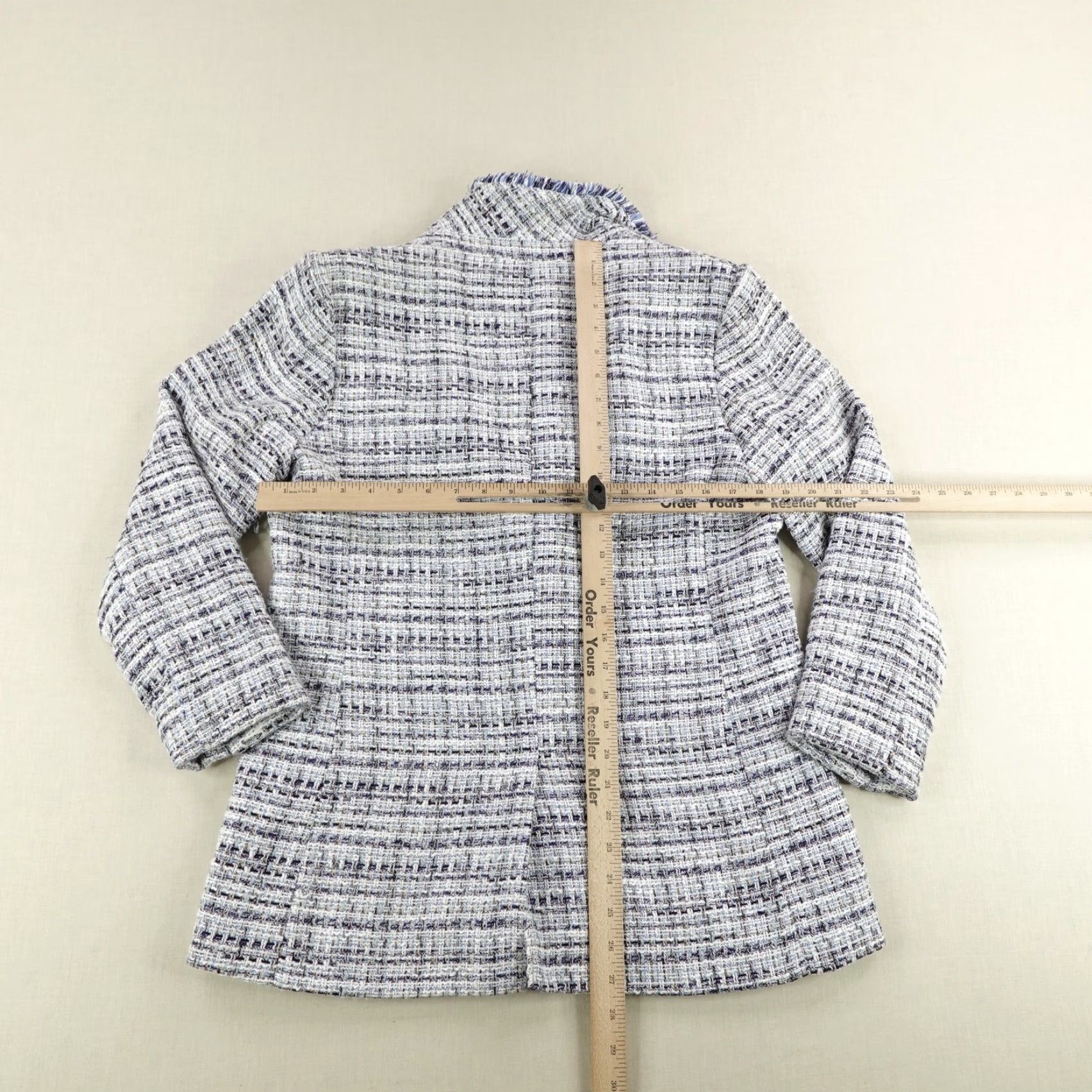 Karl Lagerfeld Karl Lagerfeld Blazer Womens 6 Blue White Tapestry Sport Coat Two Button Lined Size M / US 6-8 / IT 42-44 - 6 Thumbnail