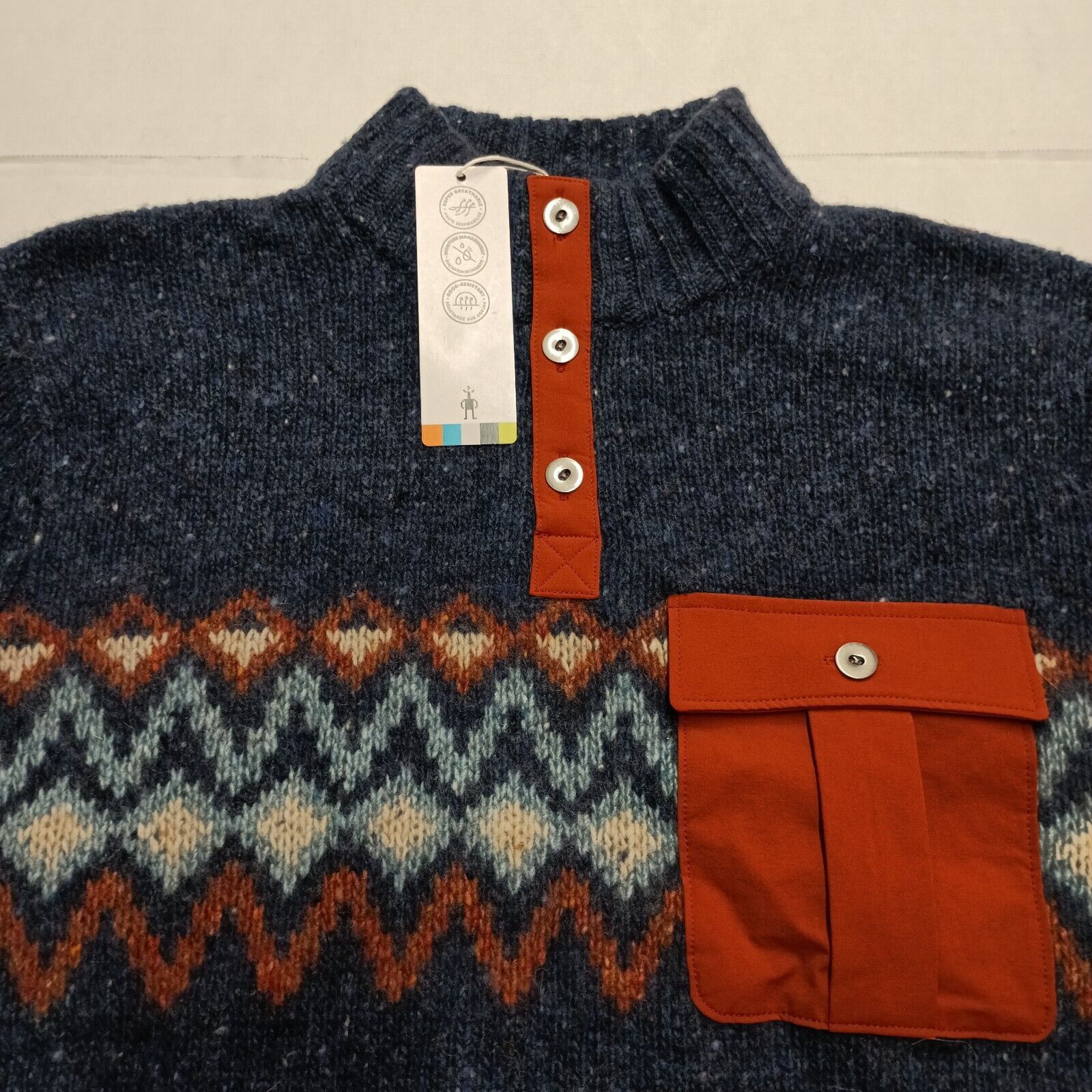 Smartwool SmartWool Men's XL Deep Navy Heather Heavy Henley Sweater Size US XL / EU 56 / 4 - 3 Thumbnail