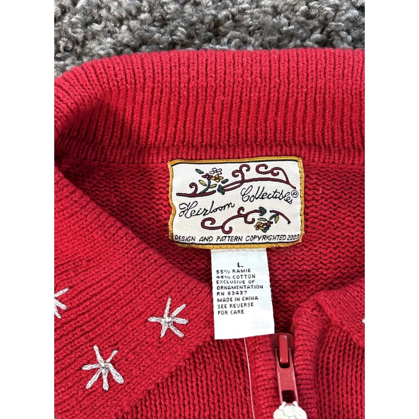Vintage VINTAGE Heirloom Collectables Cardigan Red Christmas Womens Large L Snowman Sweater Cotton Long Sleeve Collared Size L / US 10 / IT 46 - 4 Thumbnail