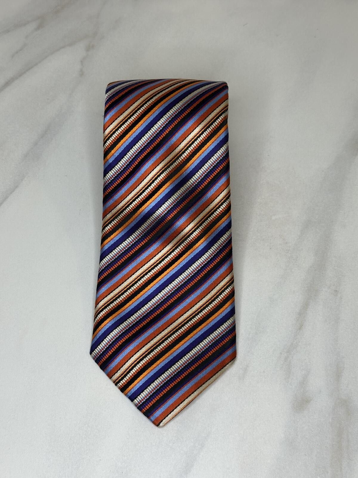 XMI Platinum XMI Platinum multicolored diagonal/repp striped silk tie Size ONE SIZE - 1 Thumbnail