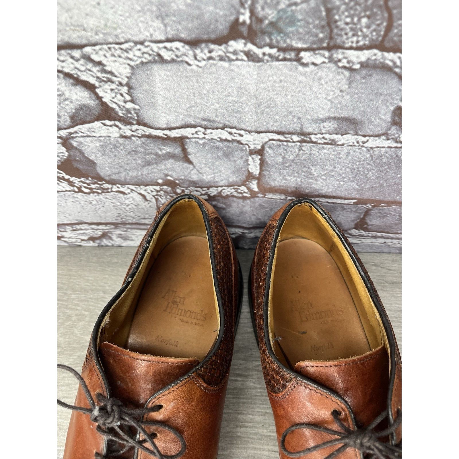 Allen Edmonds Allen Edmonds Norfolk Woven Brown Leather Oxfords Dress Shoe Size US 11.5 / EU 44-45 - 15 Thumbnail