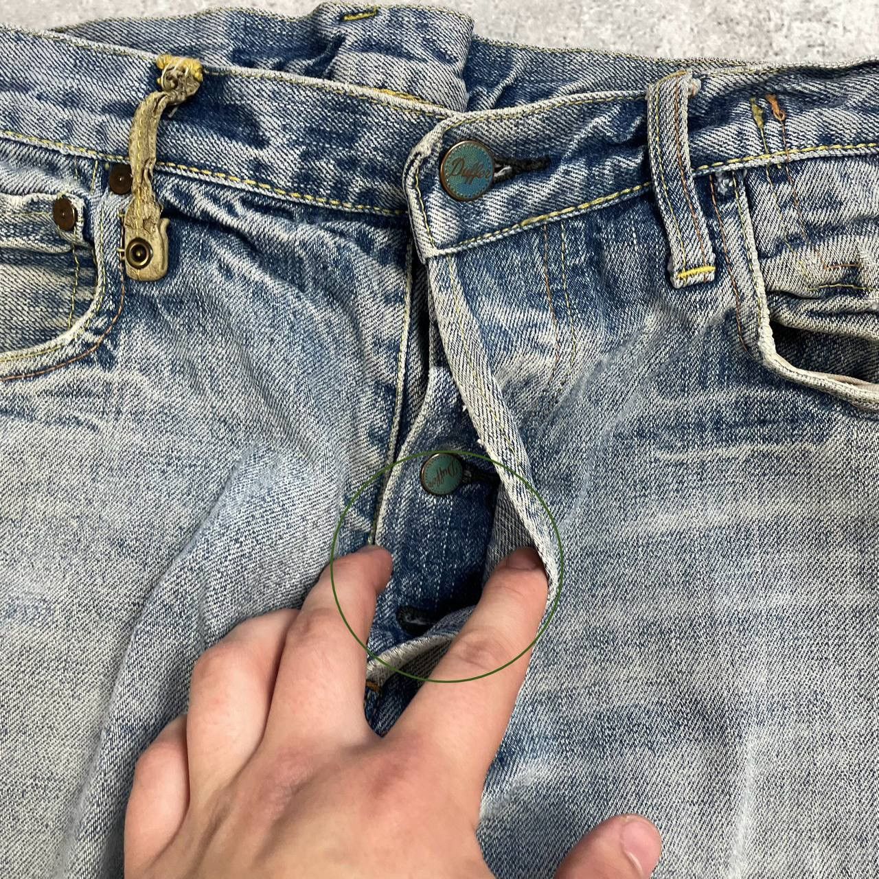 The Duffer of St.George Duffer Selvedge Distressed & Stained Faded Chinch Back Jeans Size US 32 / EU 48 - 8 Thumbnail