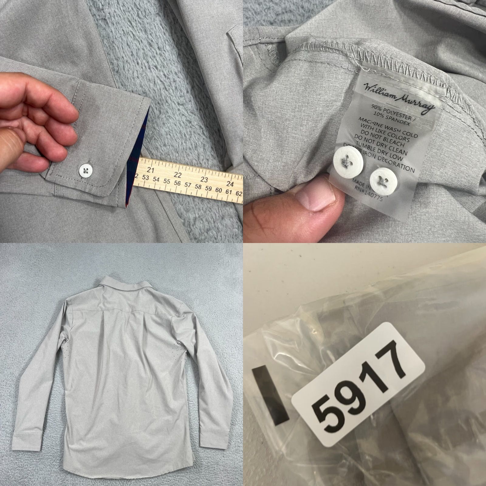 Vintage William Murray Button Up Shirt Medium Golf Vented Long Sleeve Gray Performance Size US M / EU 48-50 / 2 - 8 Thumbnail
