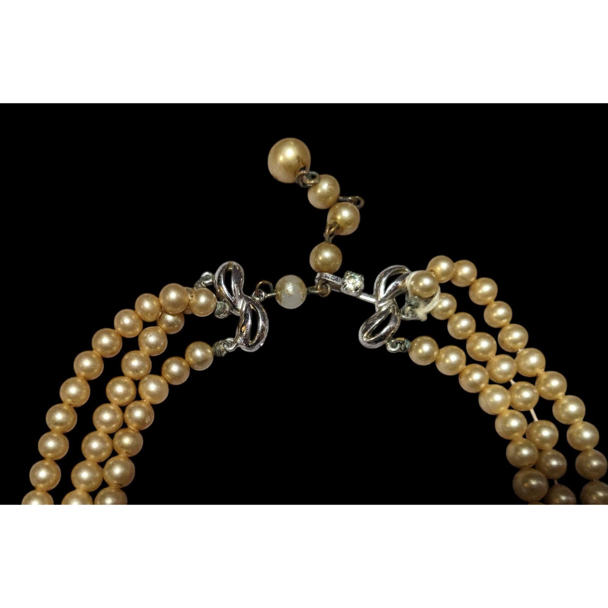 Other Vintage Marvella Triple Layer Gold Tone Faux Pearl Necklace Size ONE SIZE - 4 Thumbnail