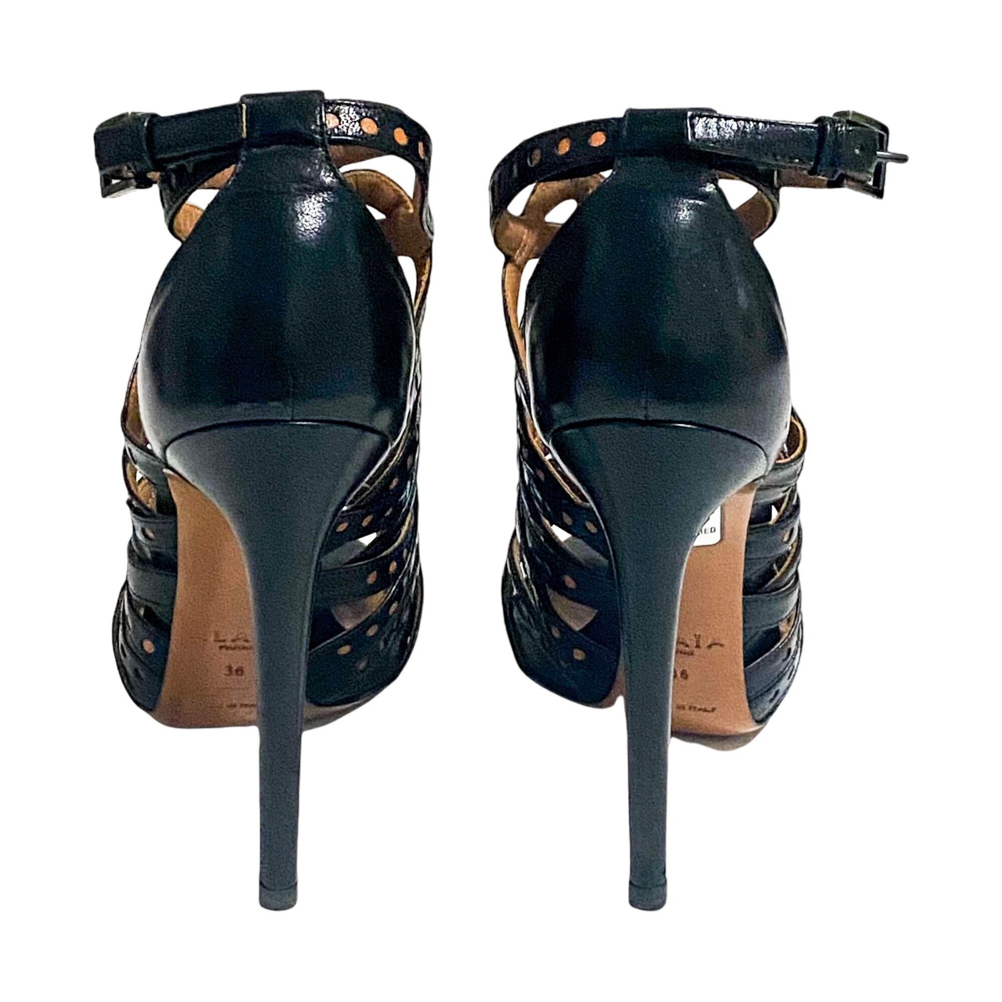 Alaia Alaïa Black Leather Caged High Heel Sandal, 36 EU, in Box Size US 6 / IT 36 - 7 Thumbnail