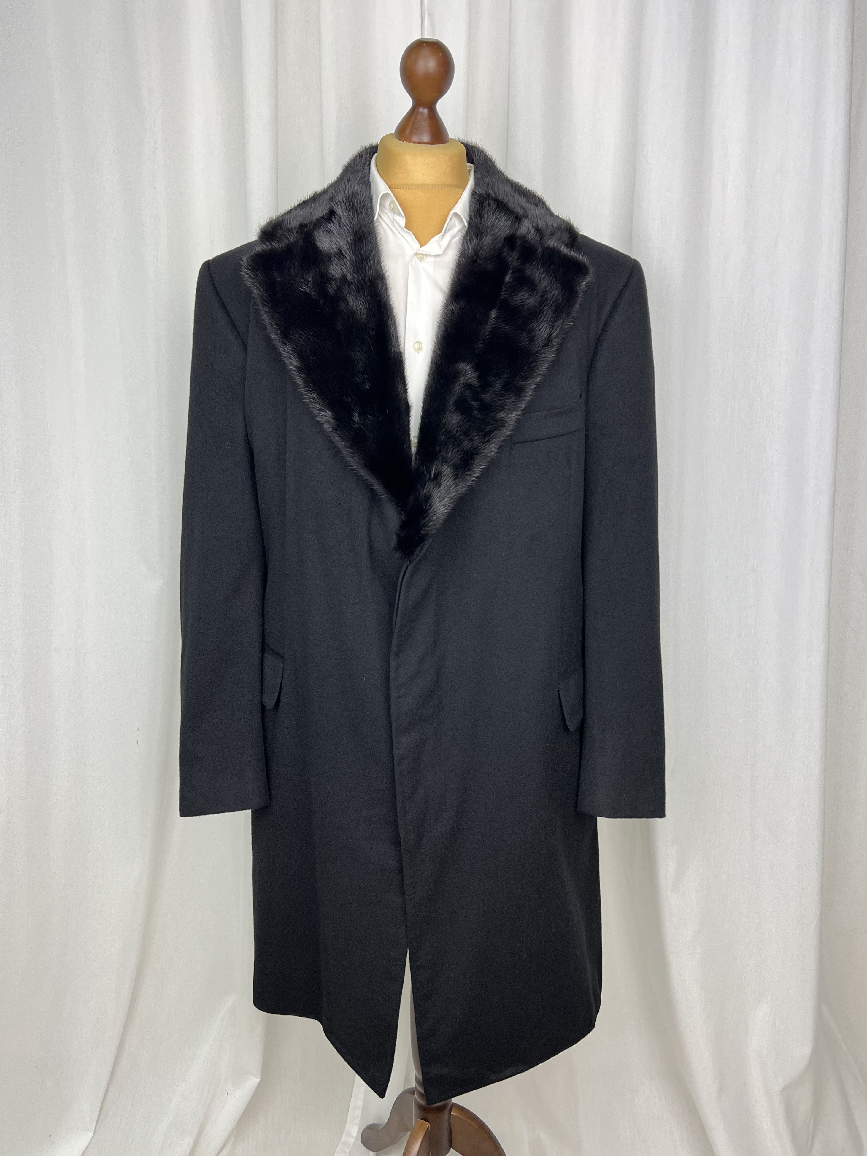 Mint Fur Collar Pure 100% Cashmere Overcoat