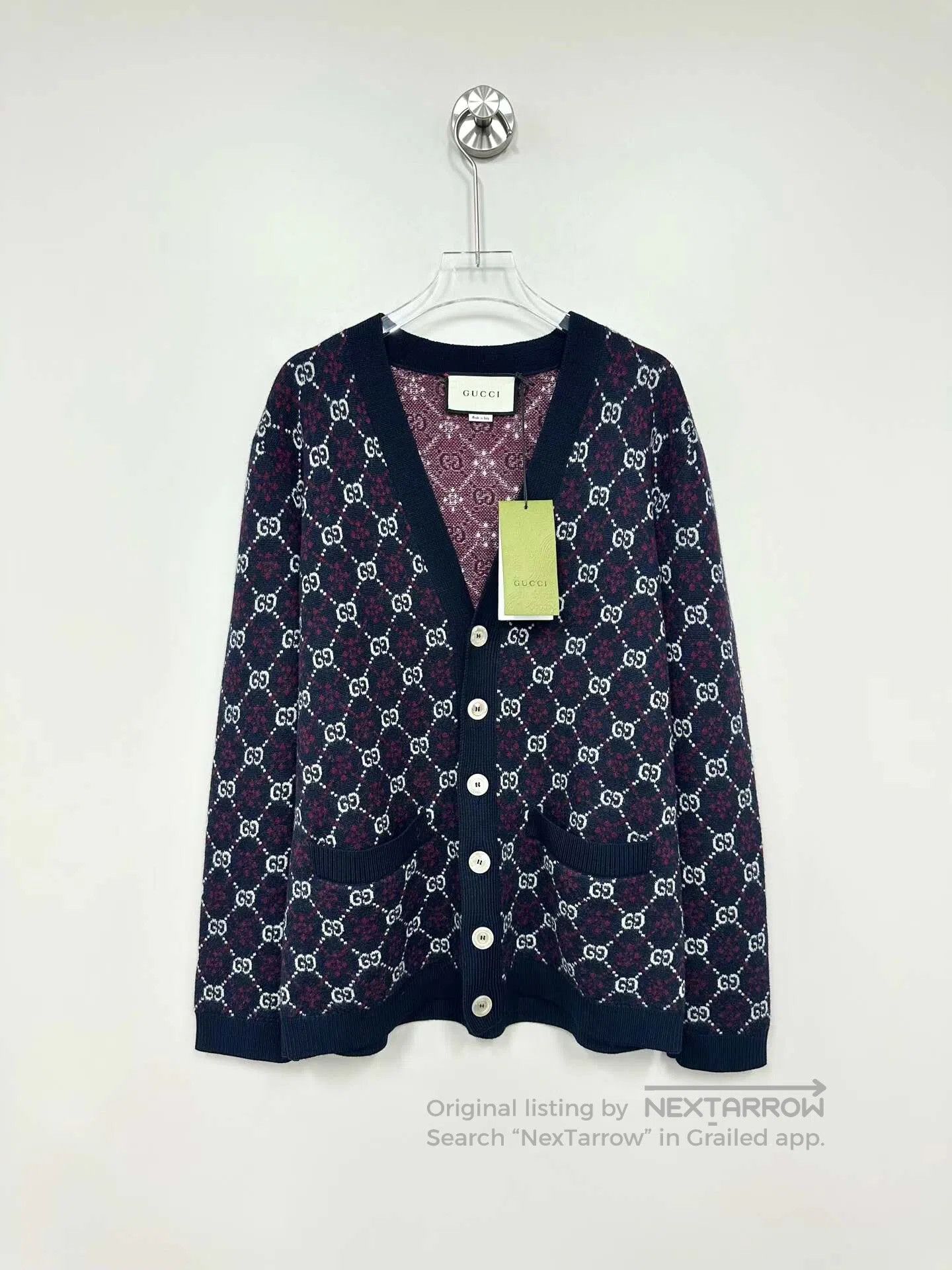 Gucci Guicci Burgundy Classic Monogram Full Print Logo Knit Card Size US XS / EU 42 / 0 - 1 Thumbnail