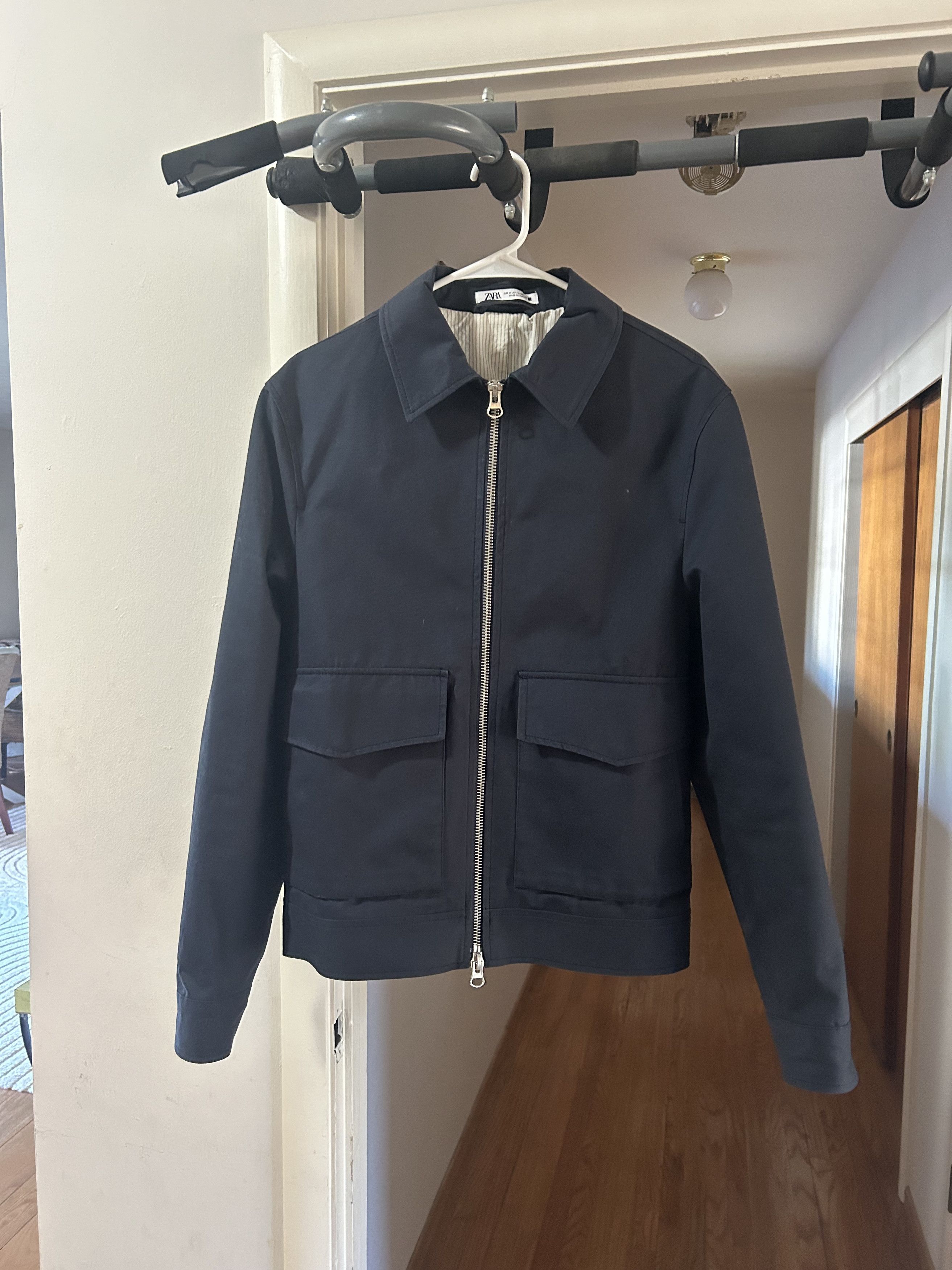 Zara Zara Navy Blue Pocket Jacket Size US M / EU 48-50 / 2 - 1 Thumbnail
