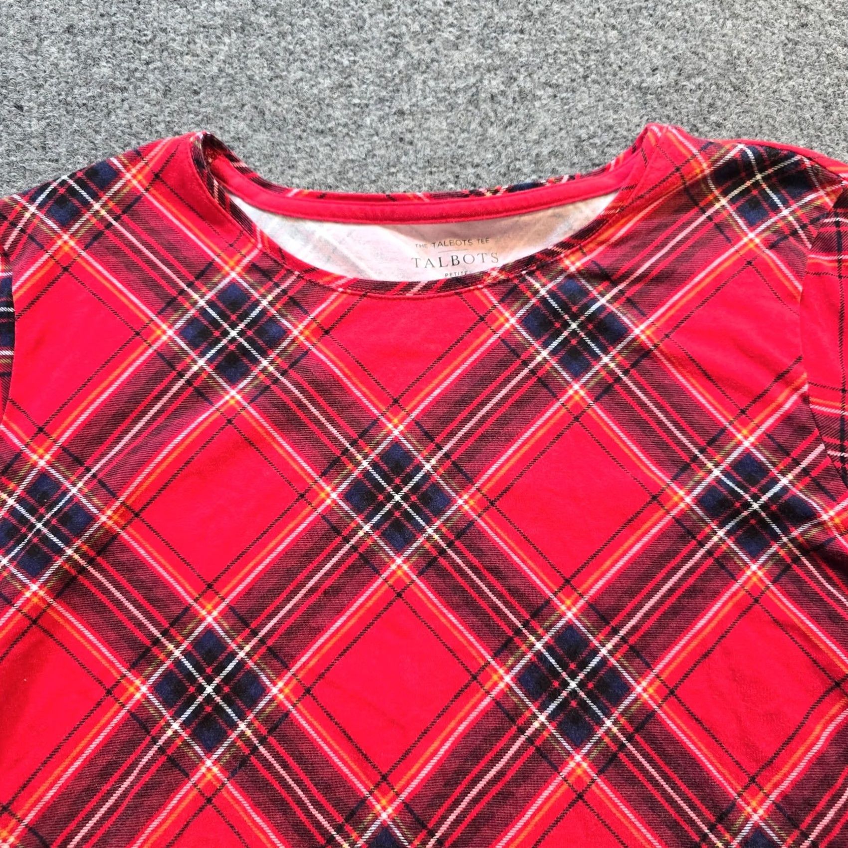 Talbots Talbots Top Womens Petite XL Red Plaid Long Sleeve Stretch Casual Comfort Shirt Adults Womens Size XL / US 12-14 / IT 48-50 - 2 Thumbnail