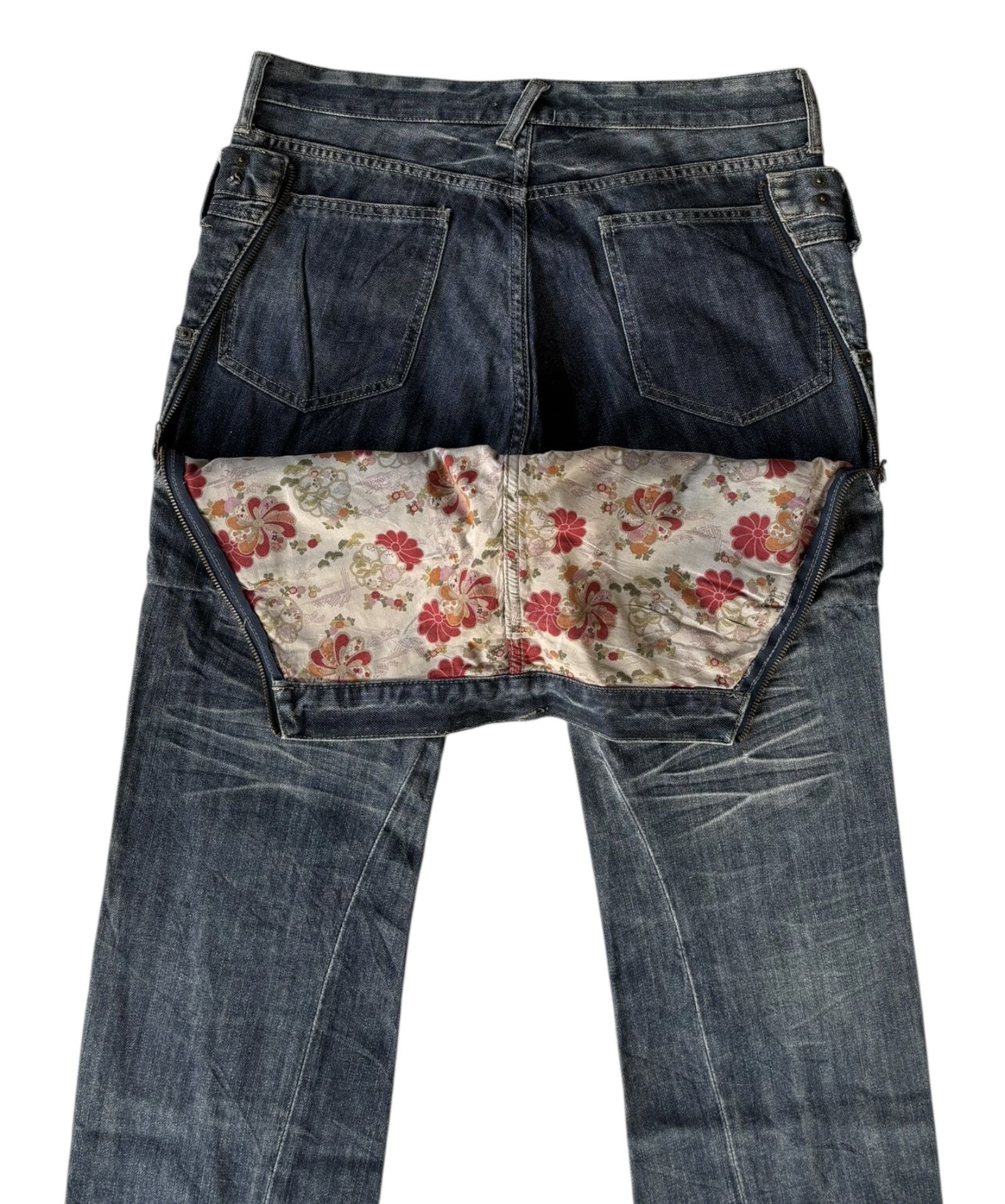 If Six Was Nine PPFM Double Waist Distressed Denim Jean Size US 33 - 6 Thumbnail