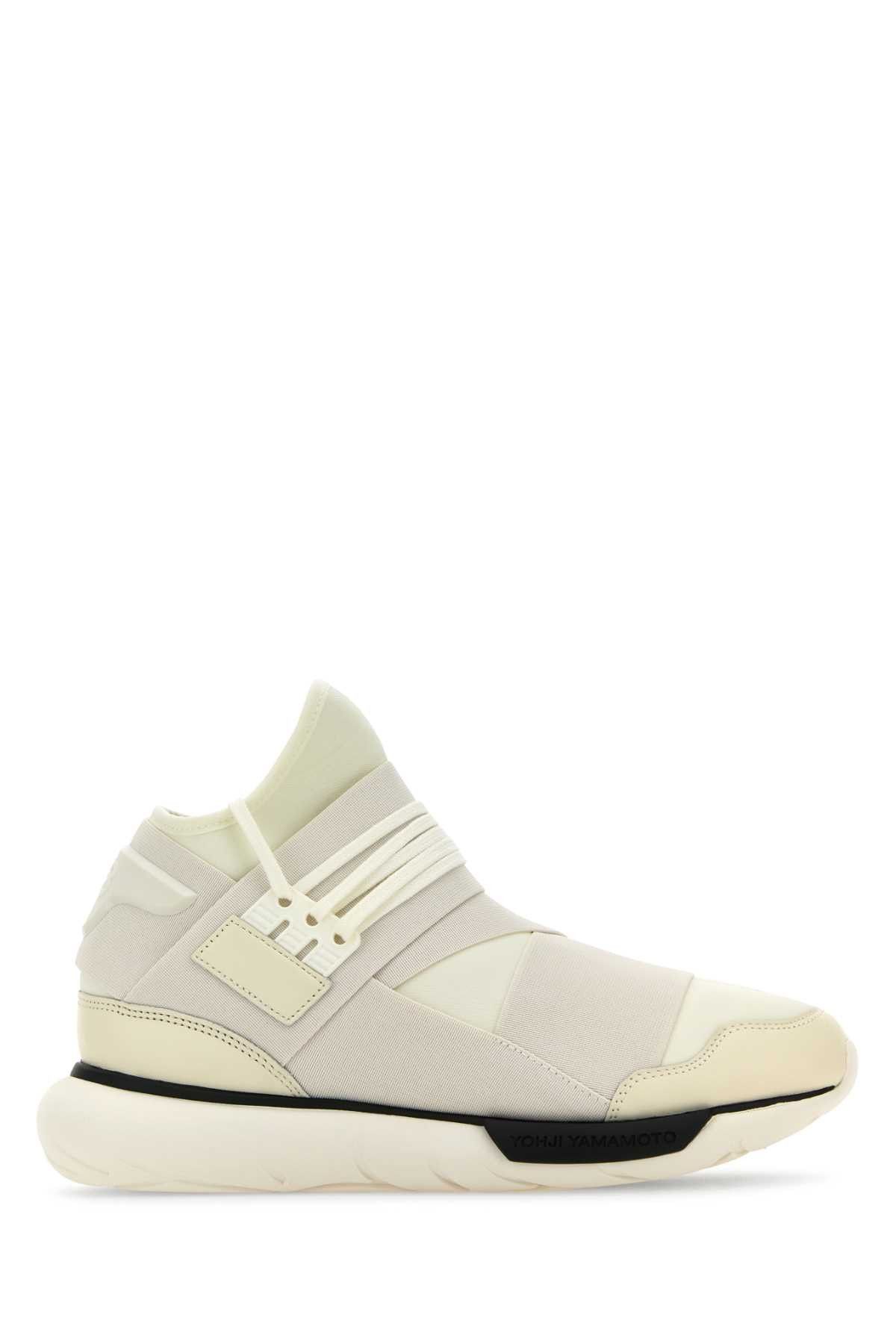 image of Y 3 Ivory Fabric Y-3 Qasa Sneakers in White, Men's (Size 11)