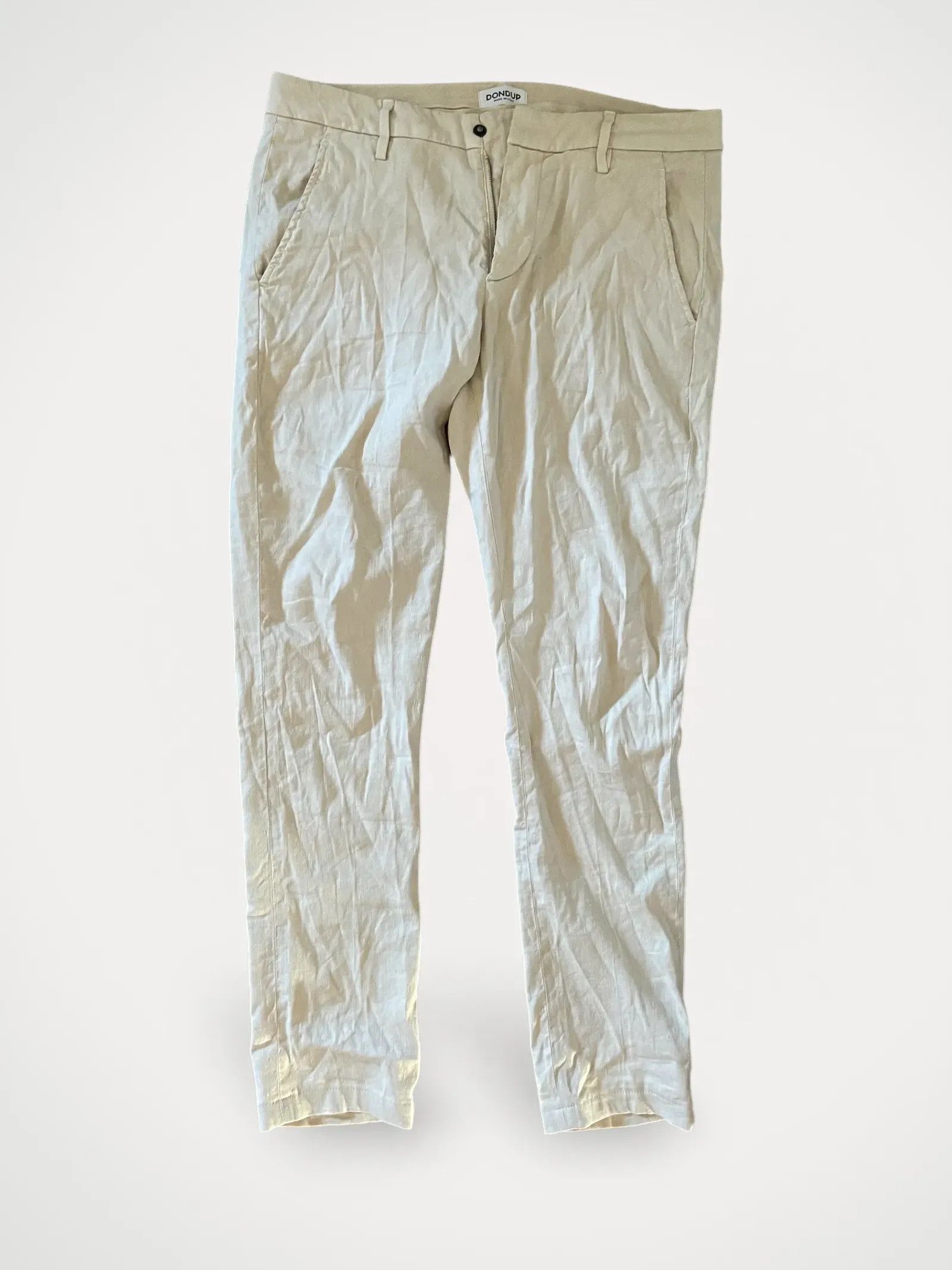 Dondup Dondup Dondup Gaubert Linen Stretch Chinos Light Oat Pants Size US 31 - 1 Thumbnail
