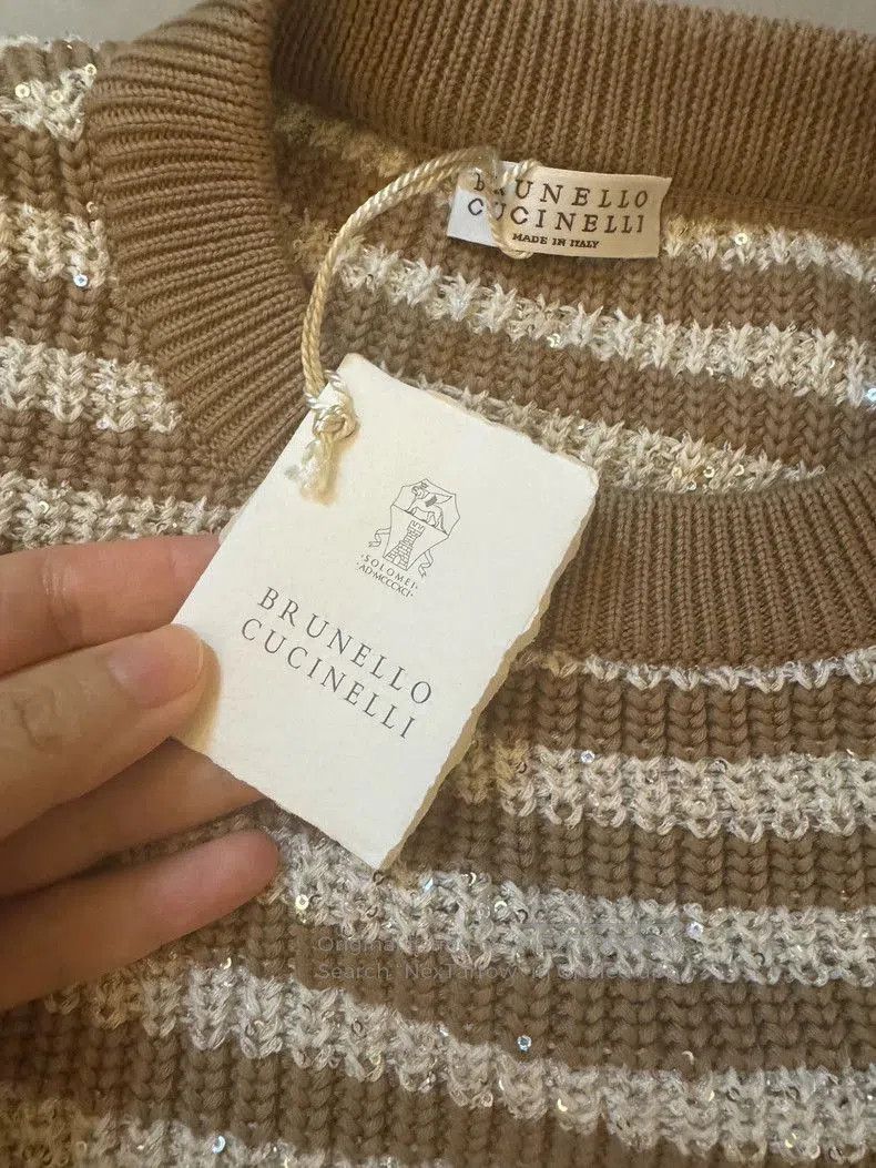 Brunello Cucinelli Brunello Cucinelli Sequin Stripe Sweater. Size US M / EU 48-50 / 2 - 2 Thumbnail