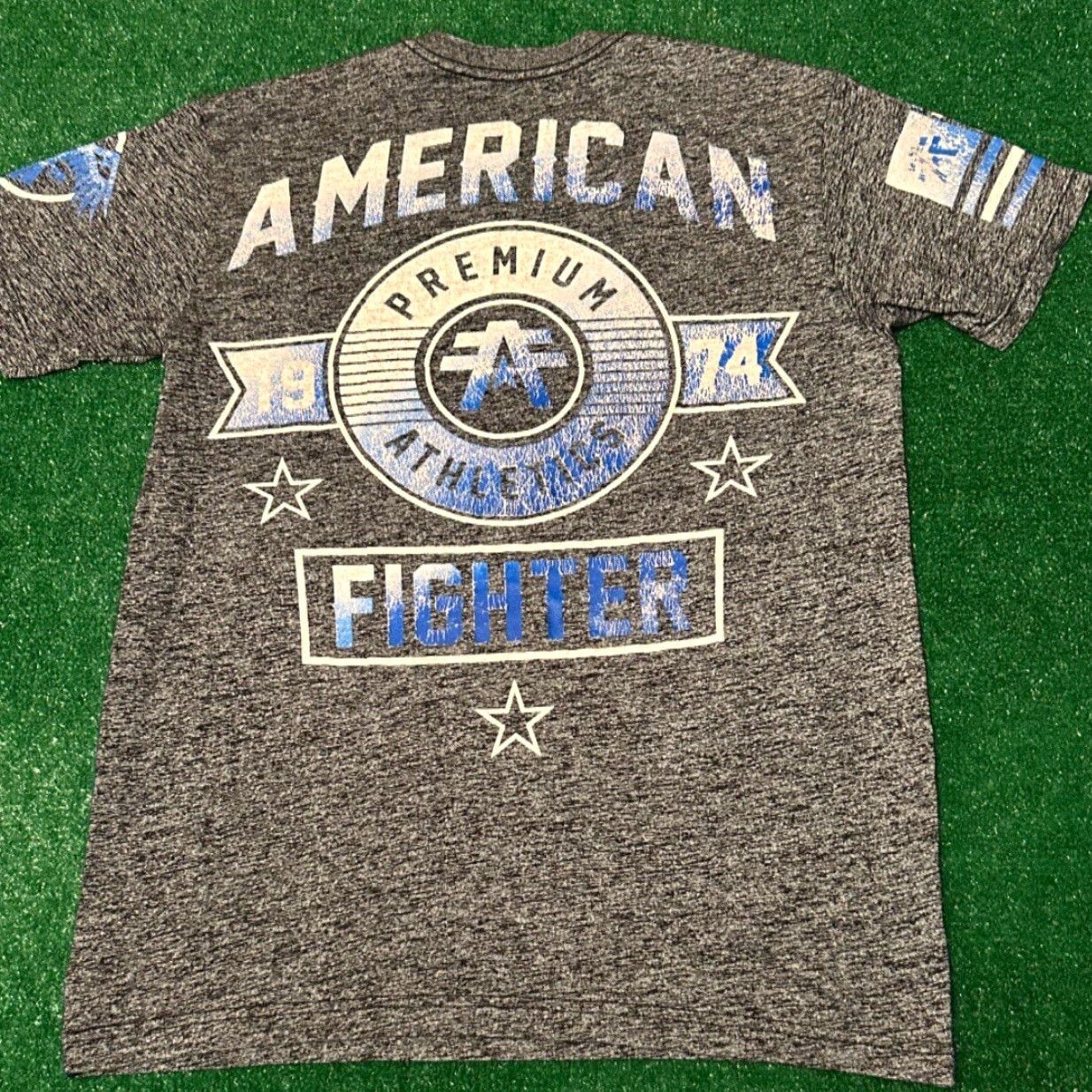 Vintage VINTAGE American Fighter Shirt Mens L Gray Logo Y2K Grunge Punk Athletic 90s Biker Sportswear - Short Sleeve Size US L / EU 52-54 / 3 - 2 Thumbnail