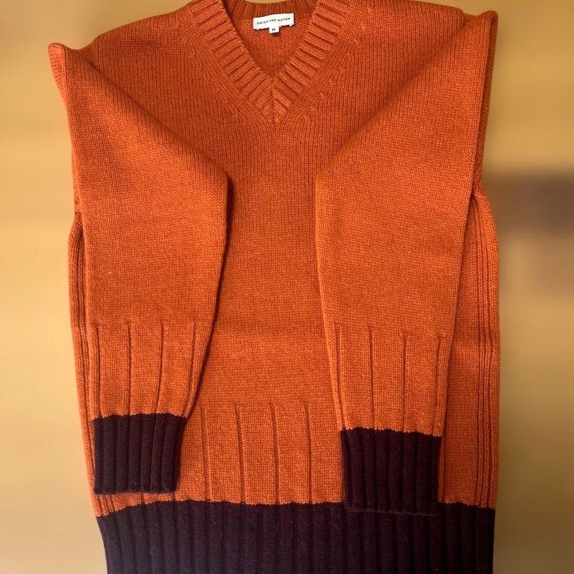 Dries Van Noten VINTAGE Dries Van Noten Sweater Orange V-Neck M 90s 2000s New Men Size US M / EU 48-50 / 2 - 4 Thumbnail