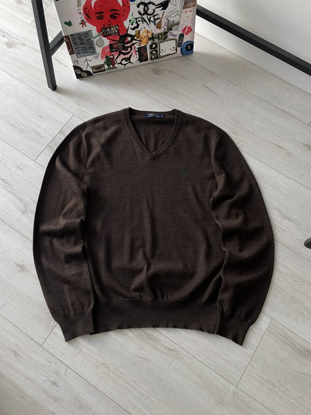 Polo Ralph Lauren Polo Ralph Lauren Brown Wool Sweater Vneck Pullover RARE Size US M / EU 48-50 / 2 - 1 Thumbnail