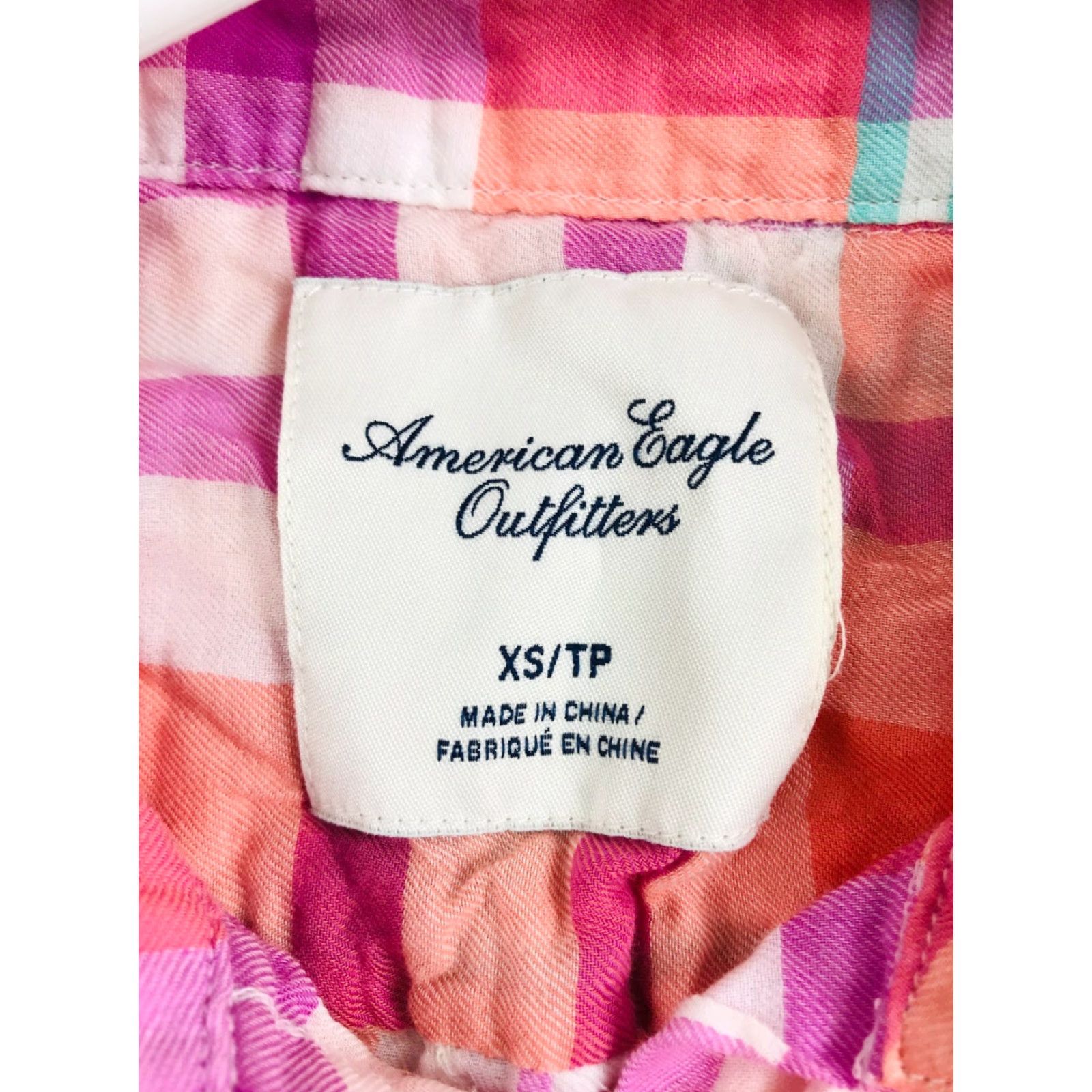 American Eagle Outfitters VINTAGE American Eagle Shirt Women XS Orange Pink Plaid Button-Up Long Sleeve Size XS / US 0-2 / IT 36-38 - 5 Thumbnail