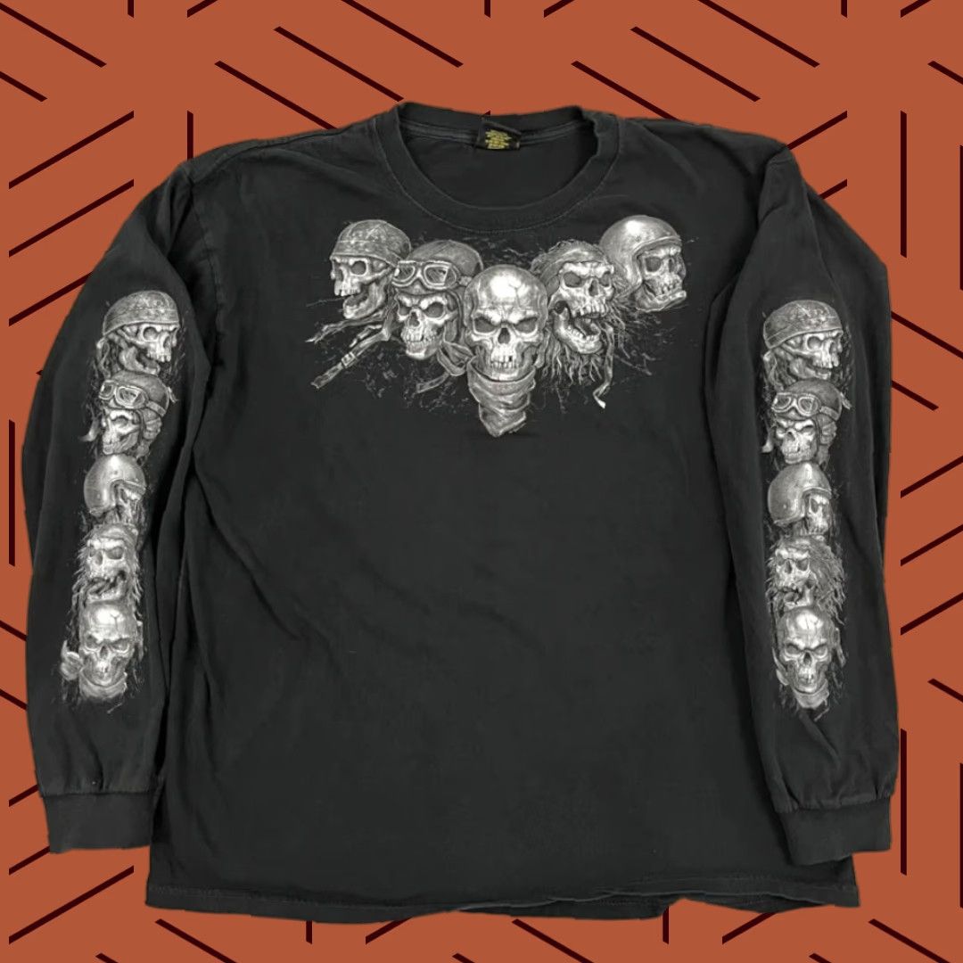 Vintage VINTAGE Hot Leathers Skull Skeleton Graphic T-Shirt Mens XL Black Grunge Punk Y2K Style Size US XL / EU 56 / 4 - 1 Thumbnail