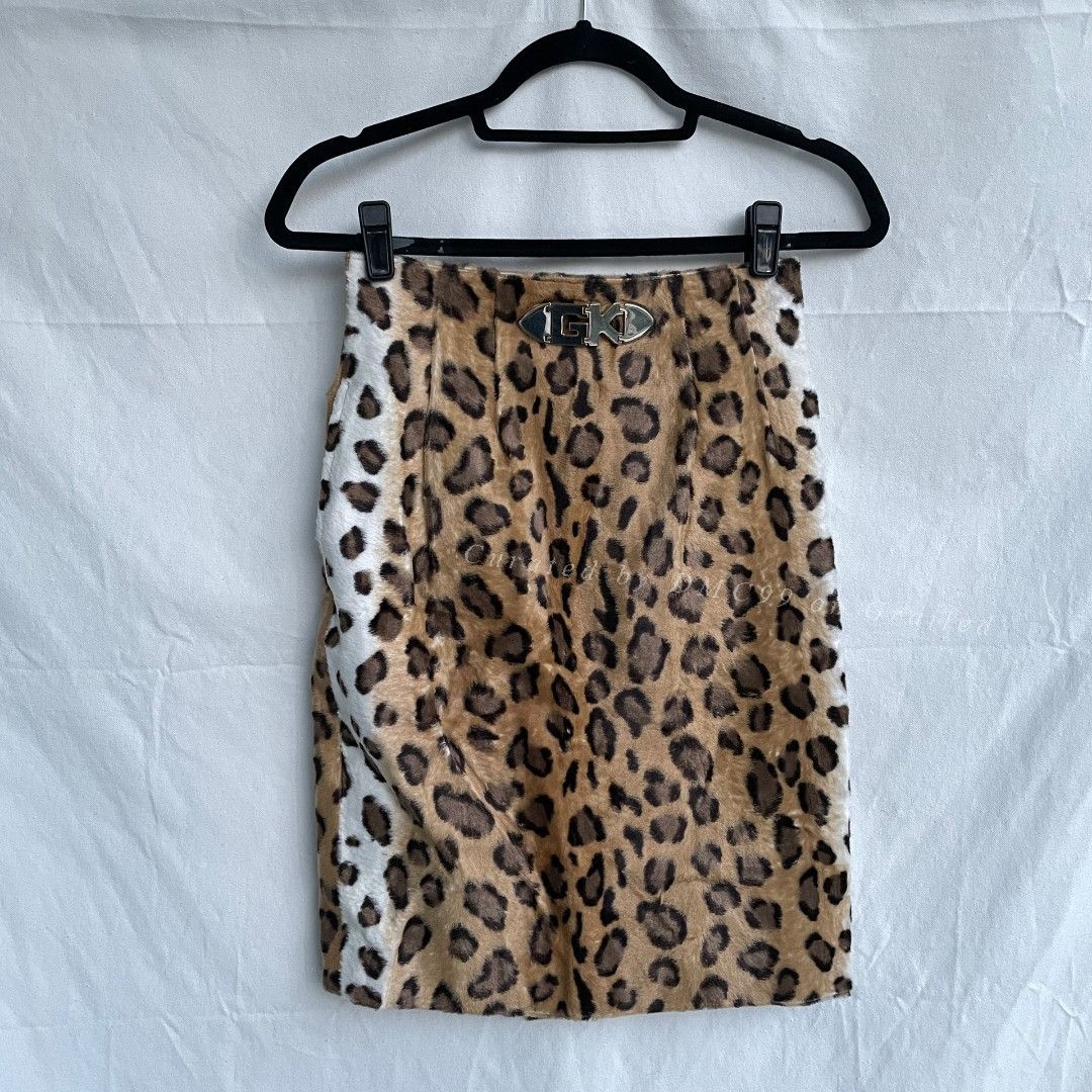 Italia Independent Vintage Leopard Fur Pencil Skirt Y2K Size 22" - 1 Thumbnail