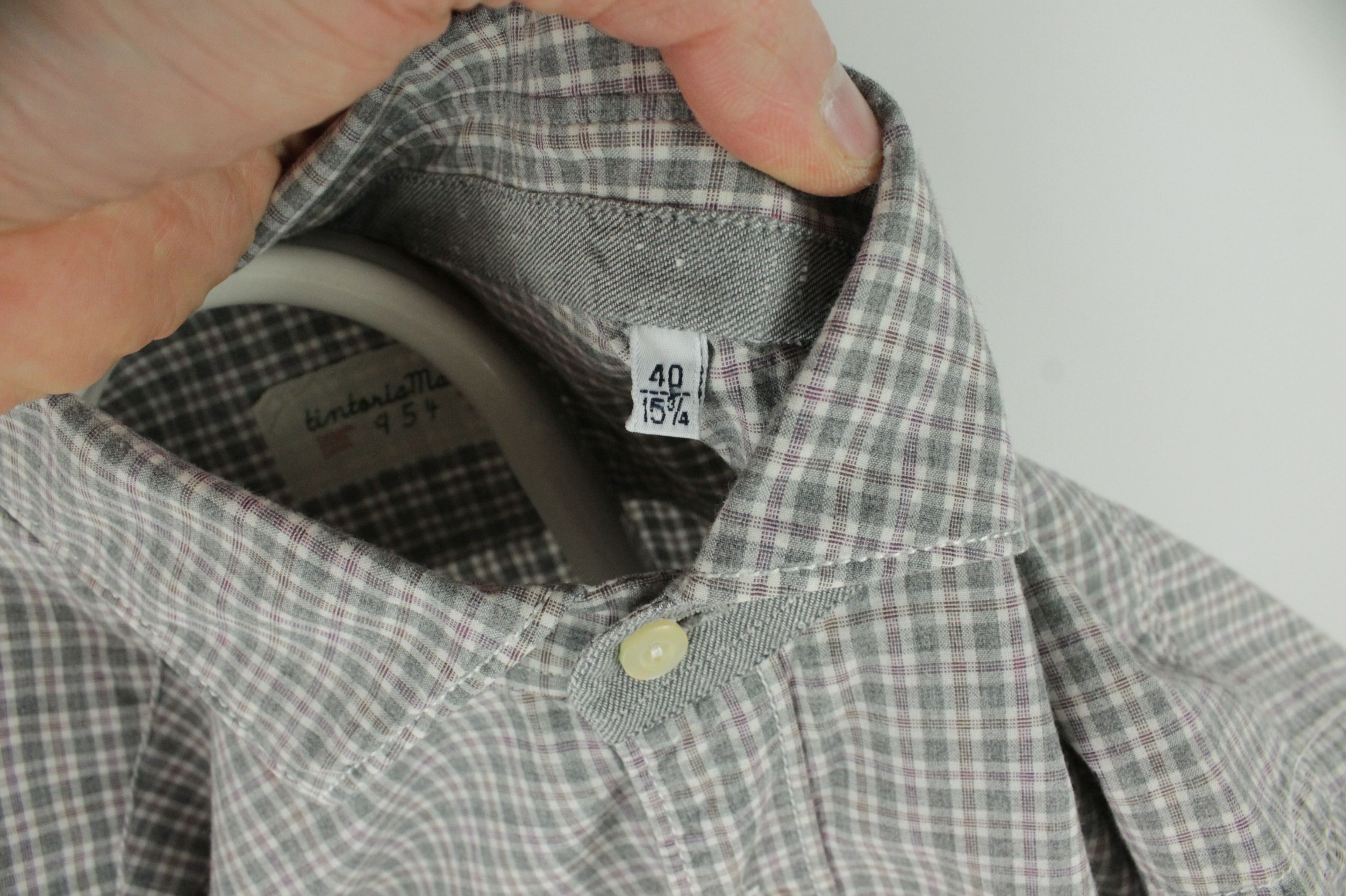 Tintoria Mattei Tintoria Mattei 954 Gray Plaid Elbow Patch Formal Shirt Size US M / EU 48-50 / 2 - 4 Thumbnail